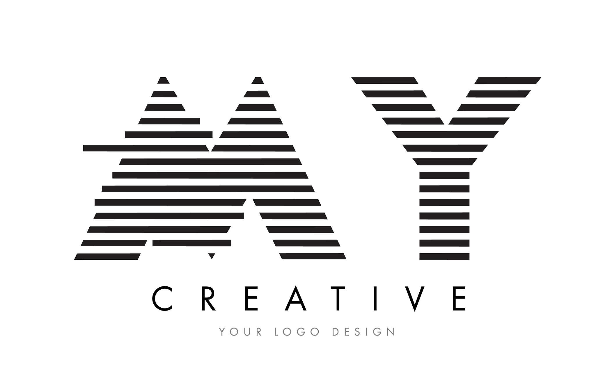 my m y zebra letter logo design with black and