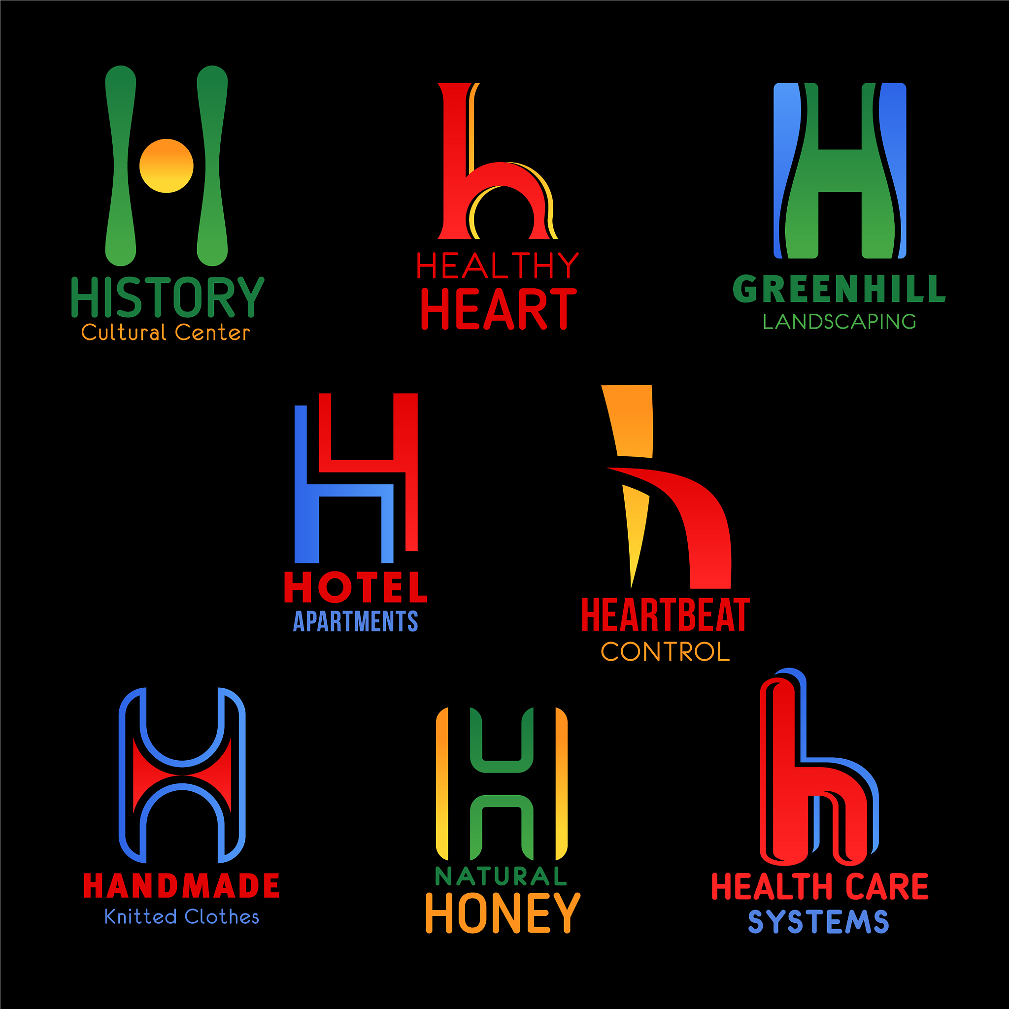 h letter font design modern business symbols