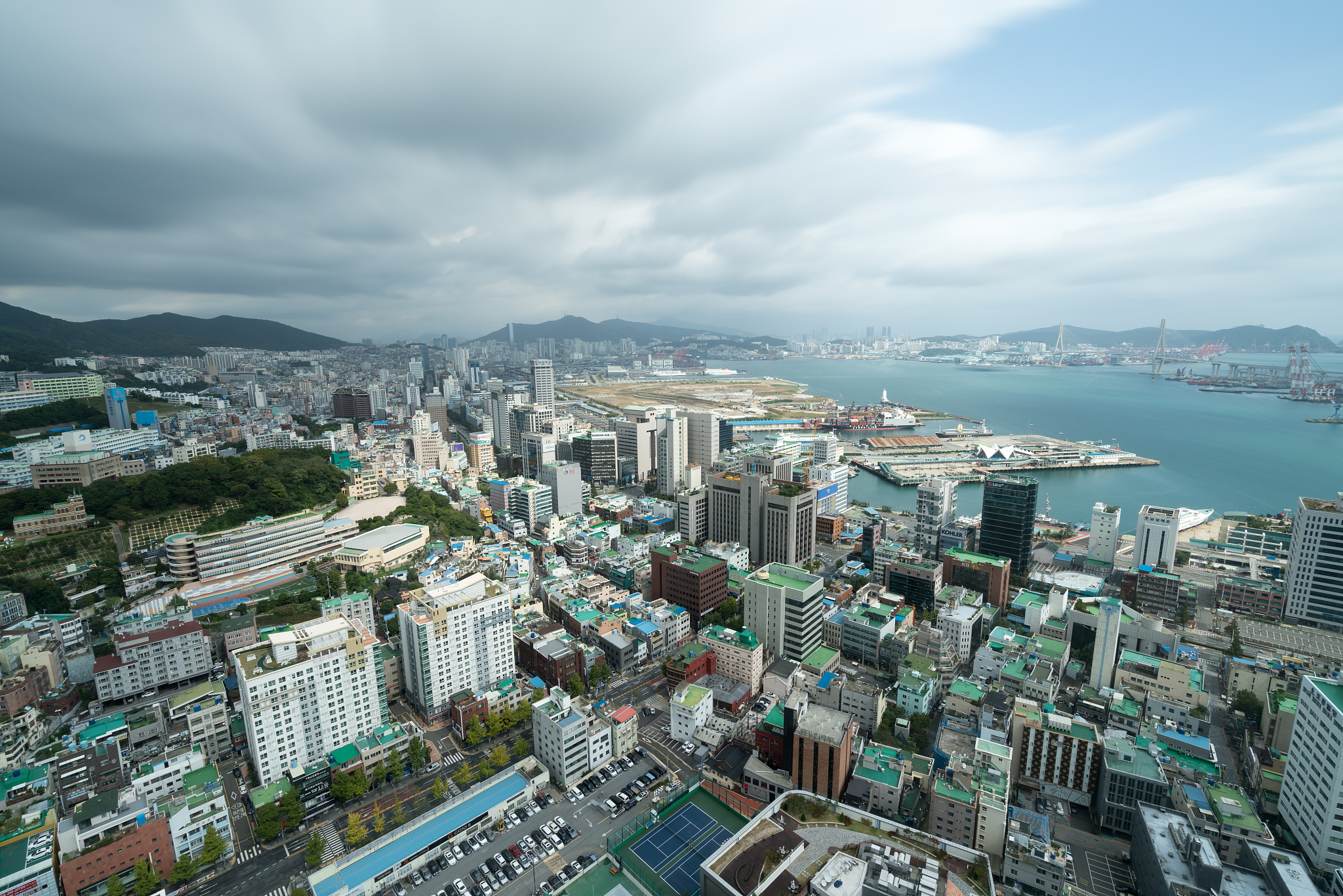 aerial view from busan tower, busan, south korea