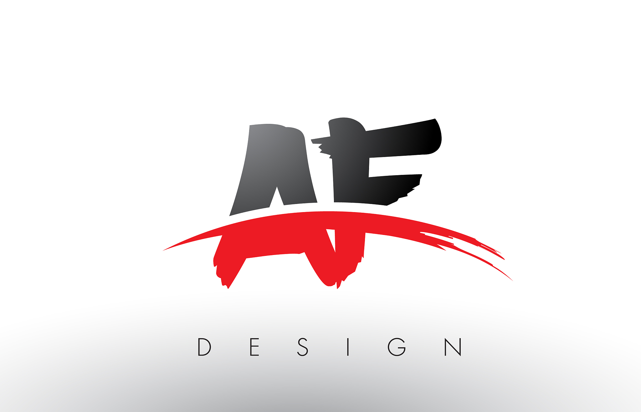 af a f brush logo letters with red and black