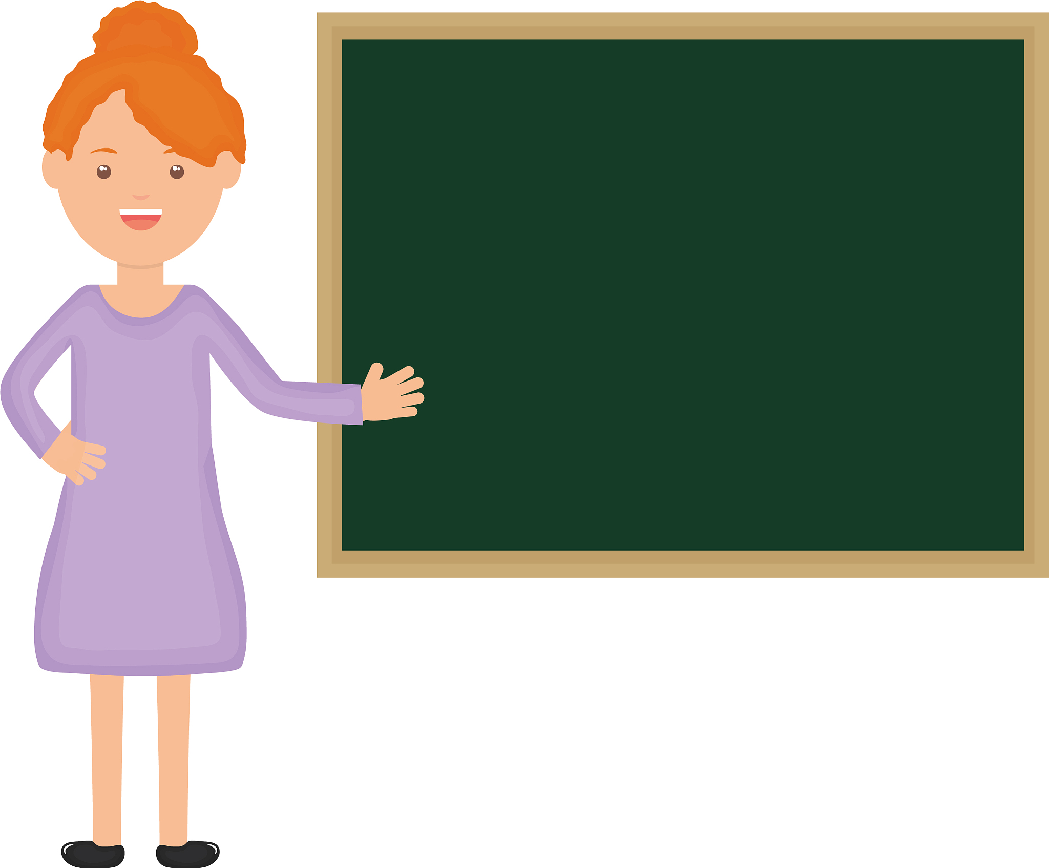 young female teacher with chalkboard