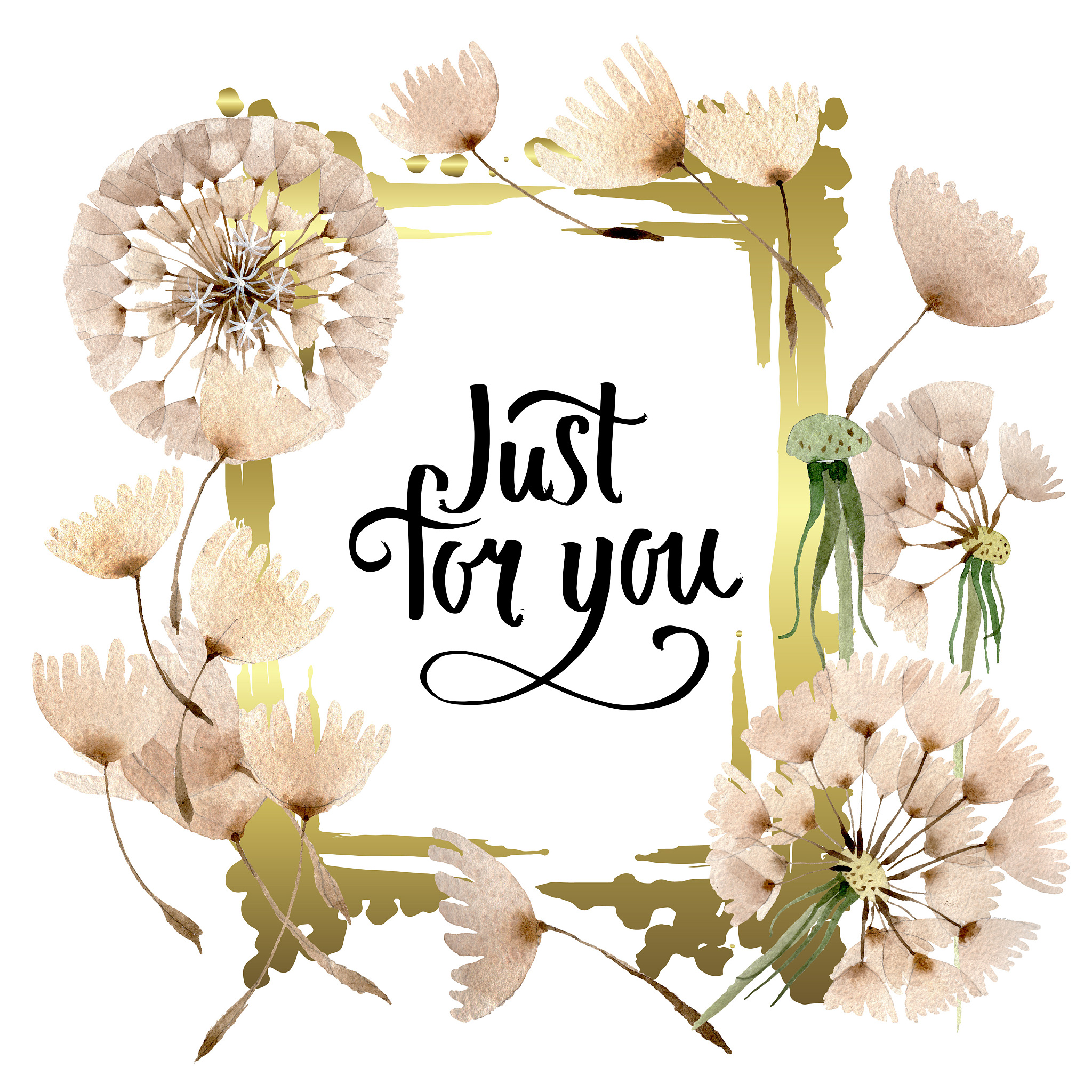 dandelion blowball with seeds. watercolor background illustratio