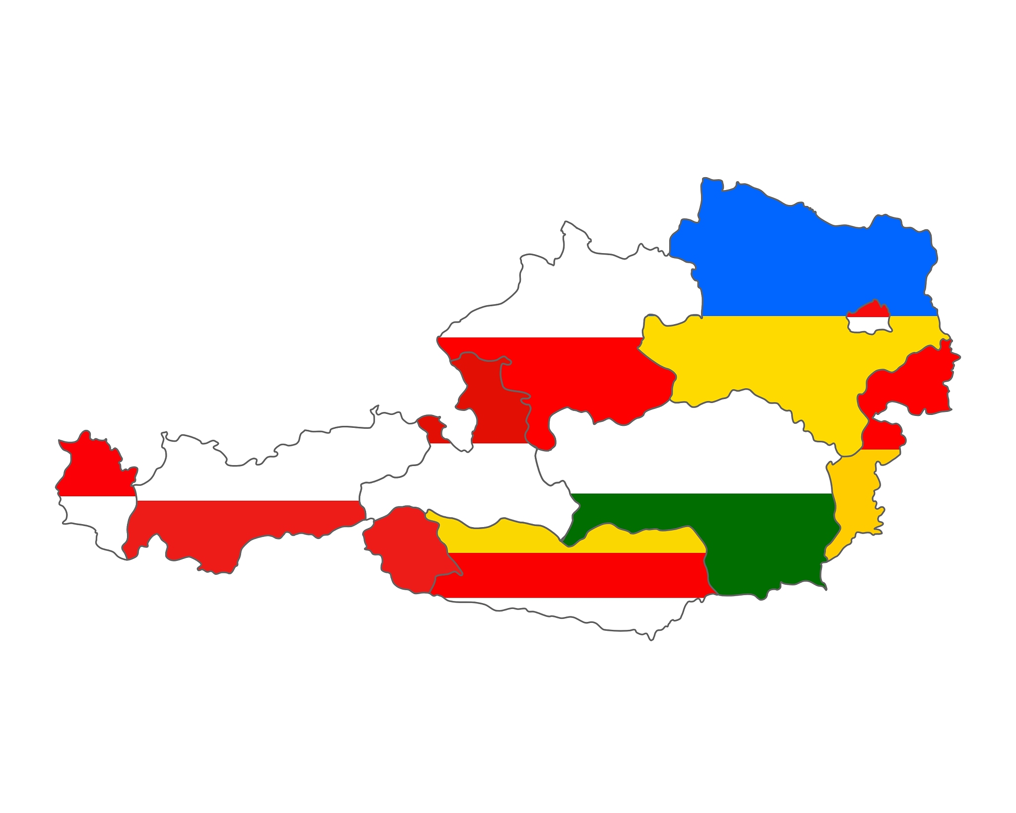 map of austria with flag of states