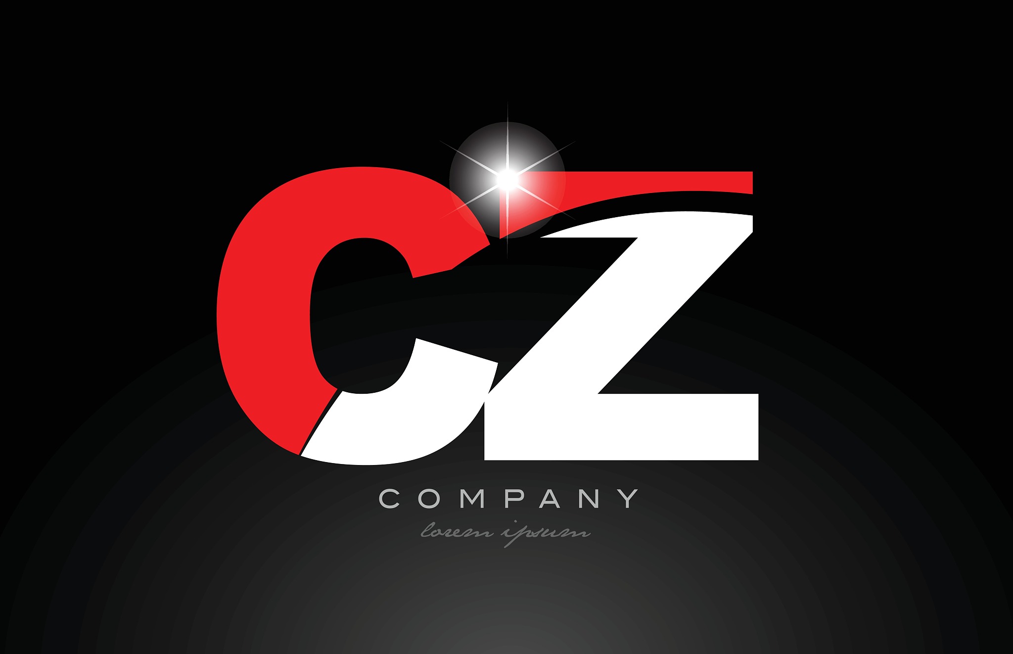 red white color letter combination cz c z alphabet for logo icon