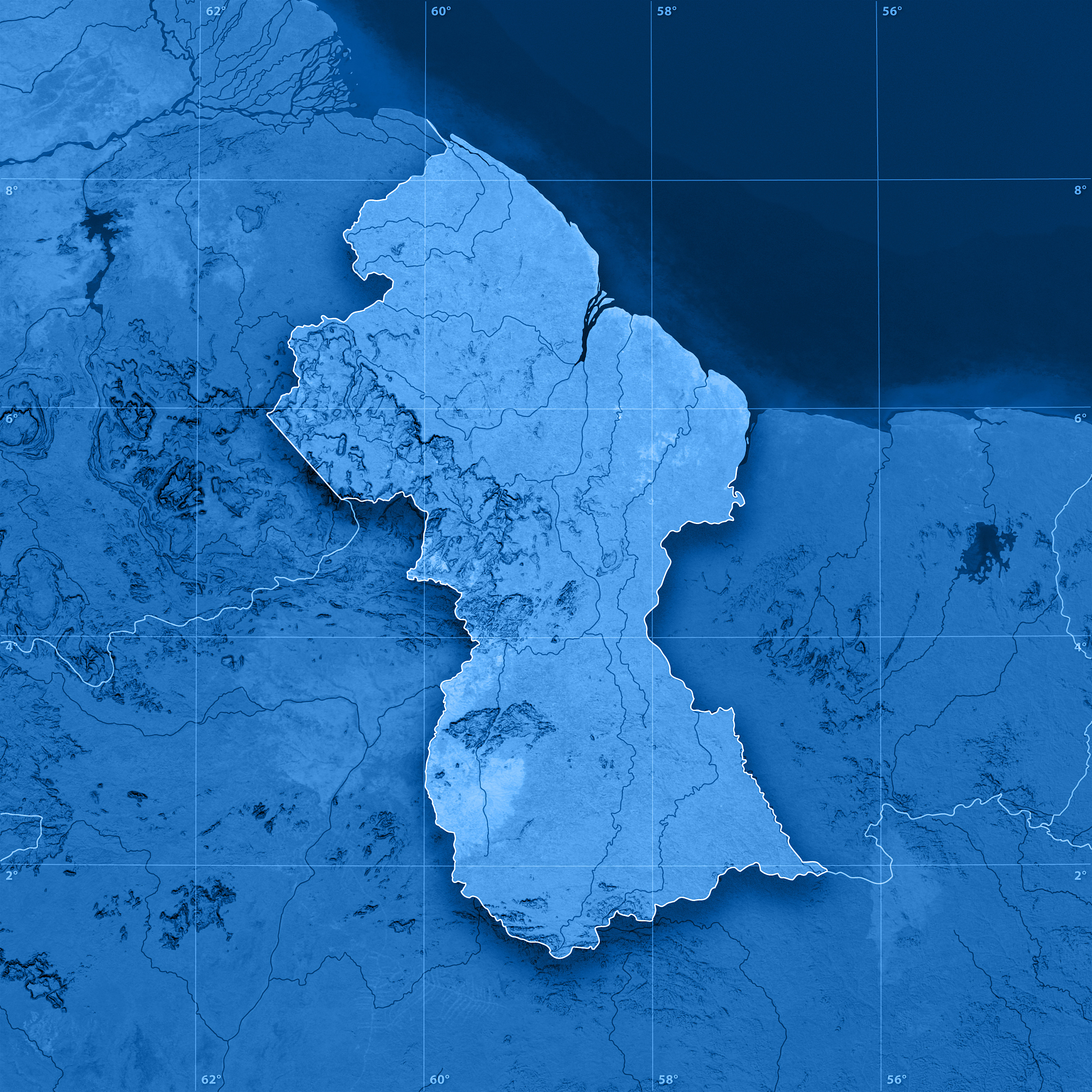 guyana topographic map