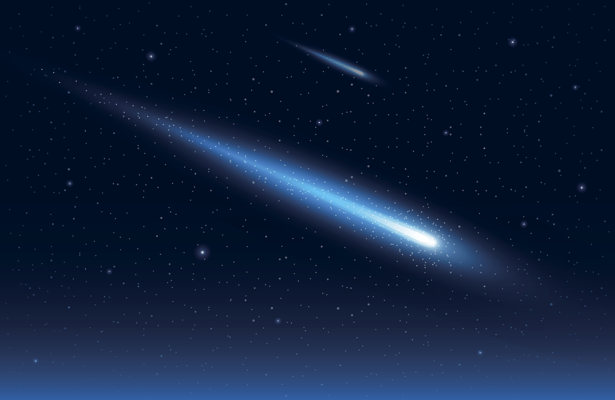 comets in starry sky