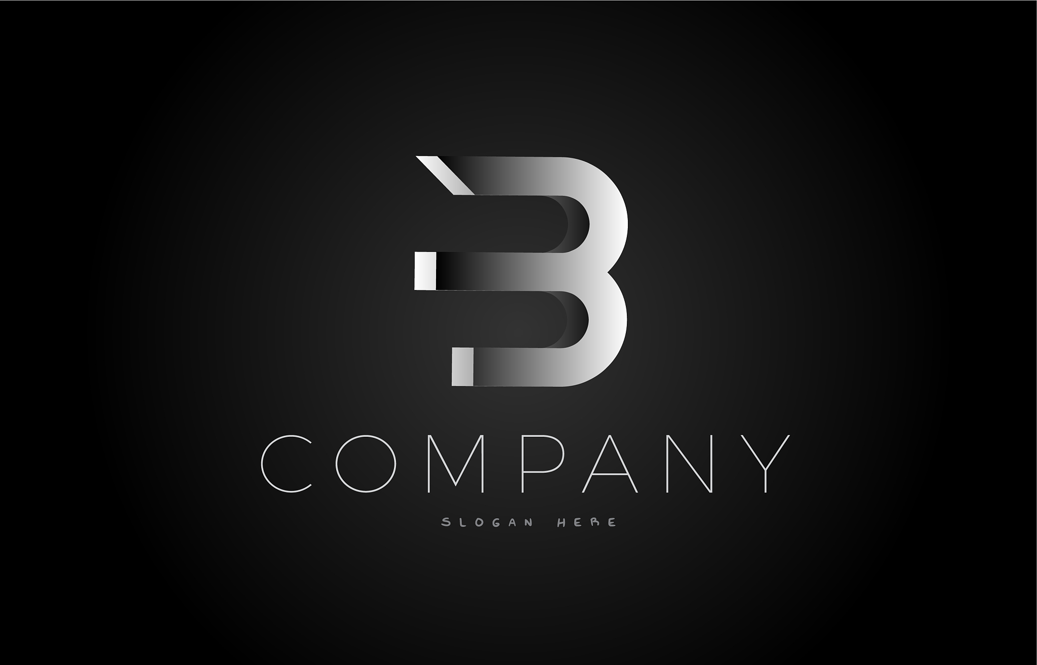 b black white silver letter logo design icon