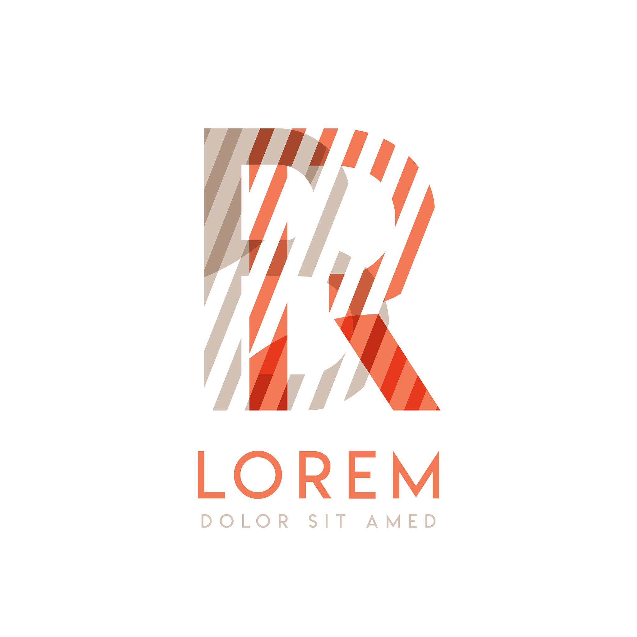 colorful logo design with pink orange and gray