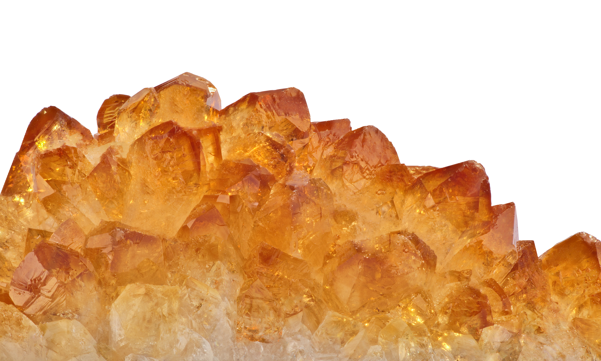bright citrine crystals isolated on white