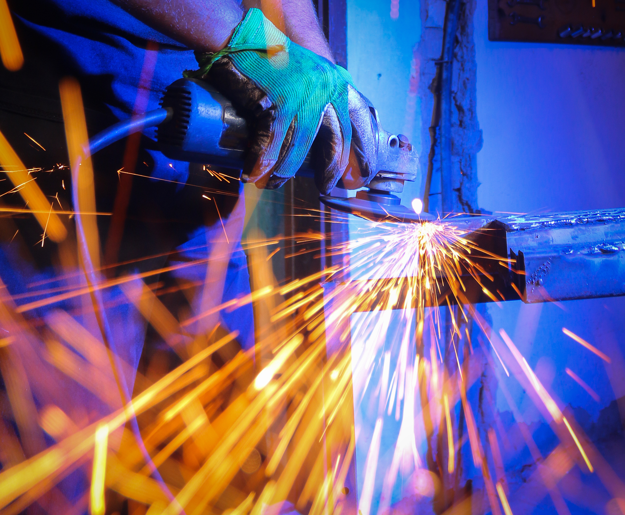 metal sawing close up