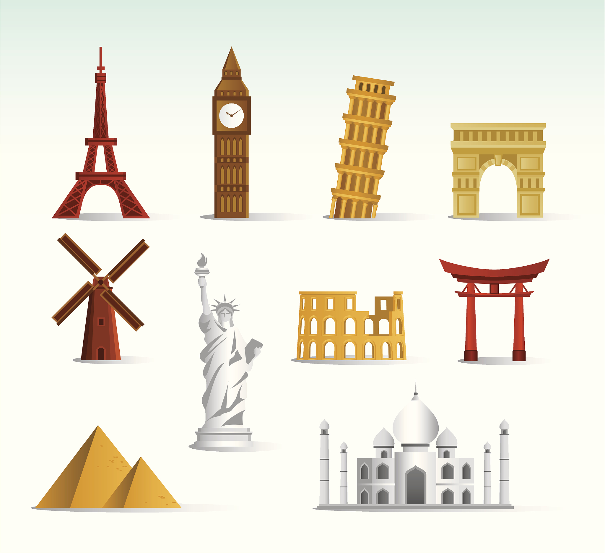 world landmark icon set