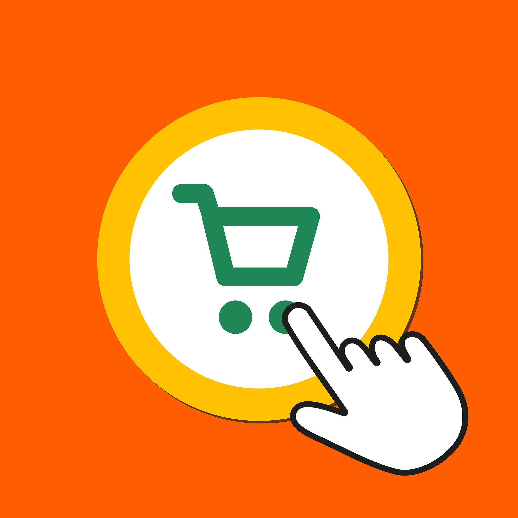 shopping cart icon. shopping, buying concept. hand mouse cursor 