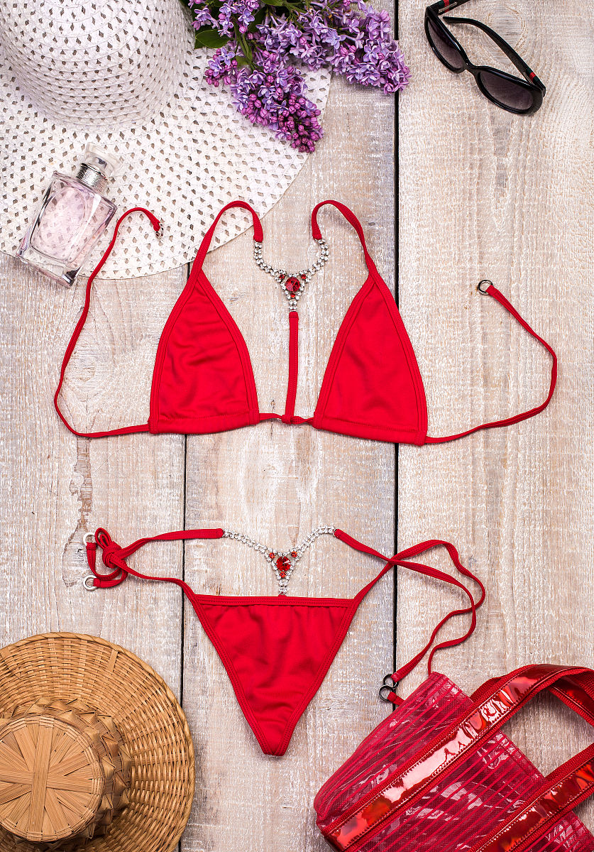 Women's Color-Block Bikini Set - Nylon Fabric Swimsuit