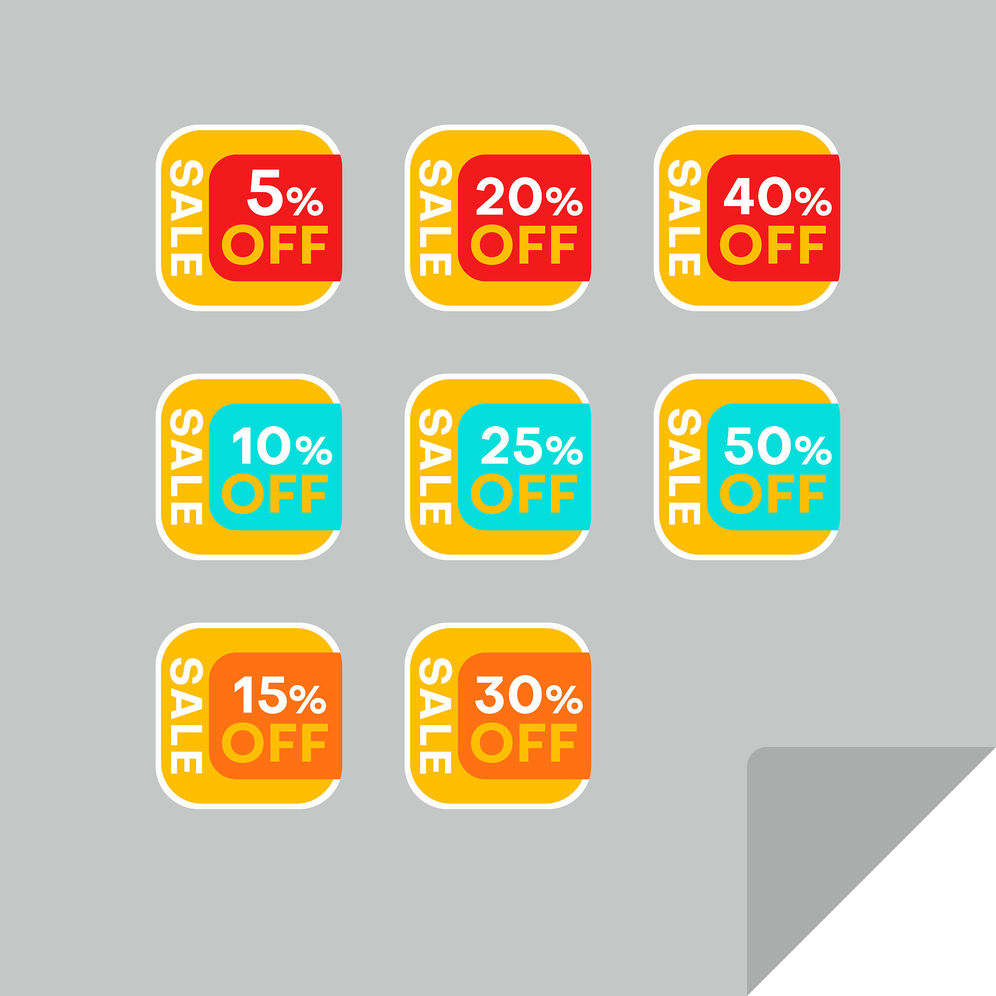 set of discount labels. timeless easy-to-read design.