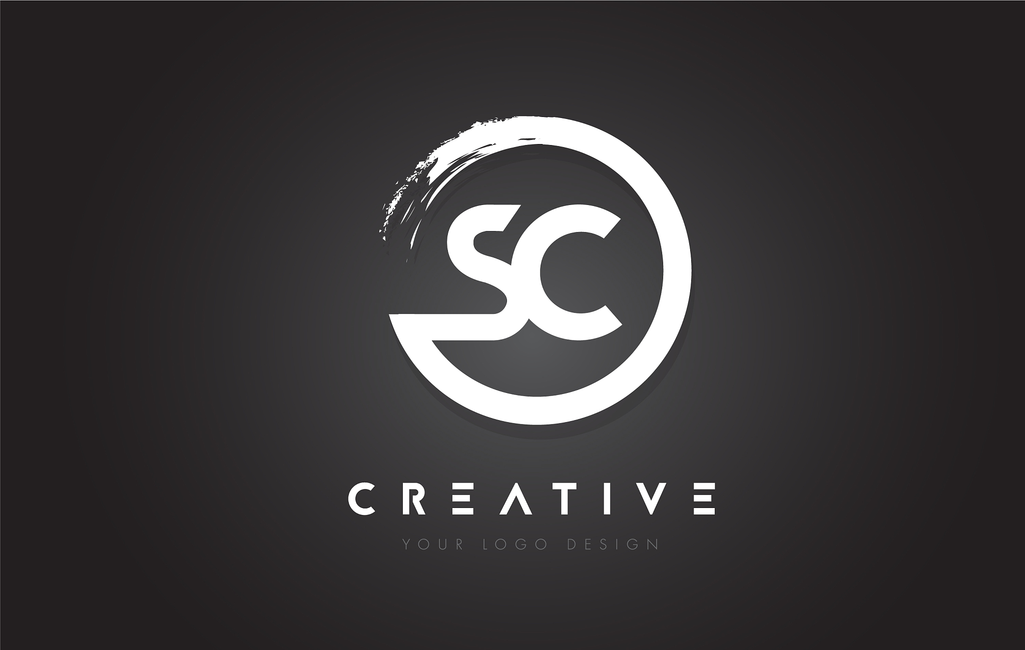 sc circular letter logo with circle brush design