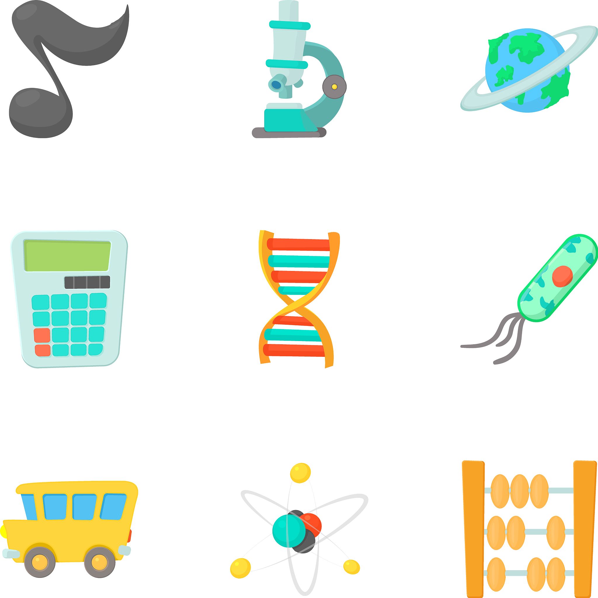 education icons set cartoon style