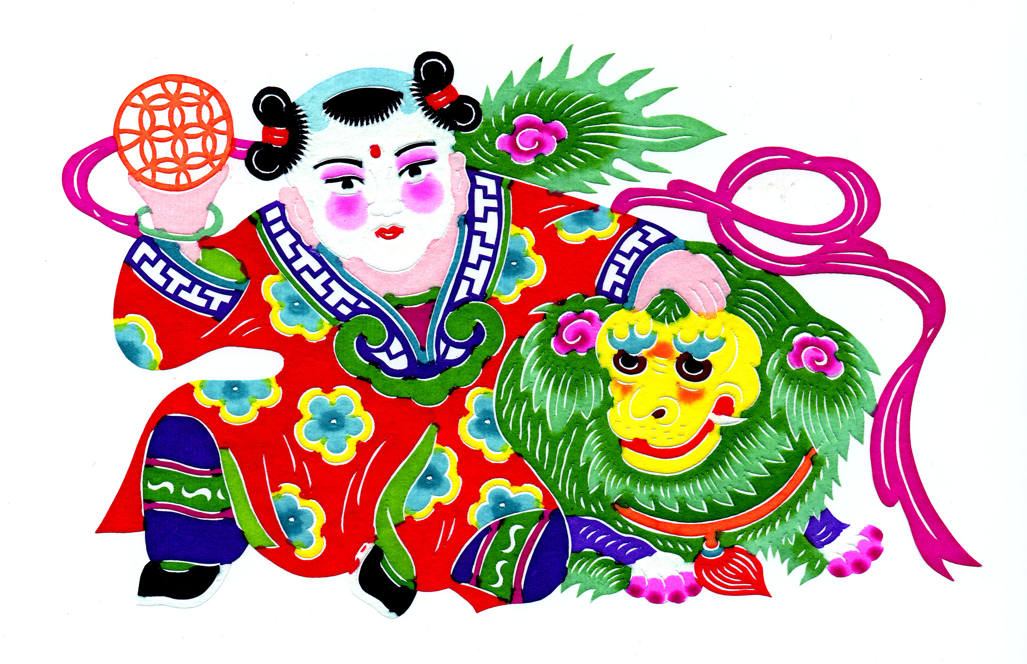 彩色剪纸,仙童