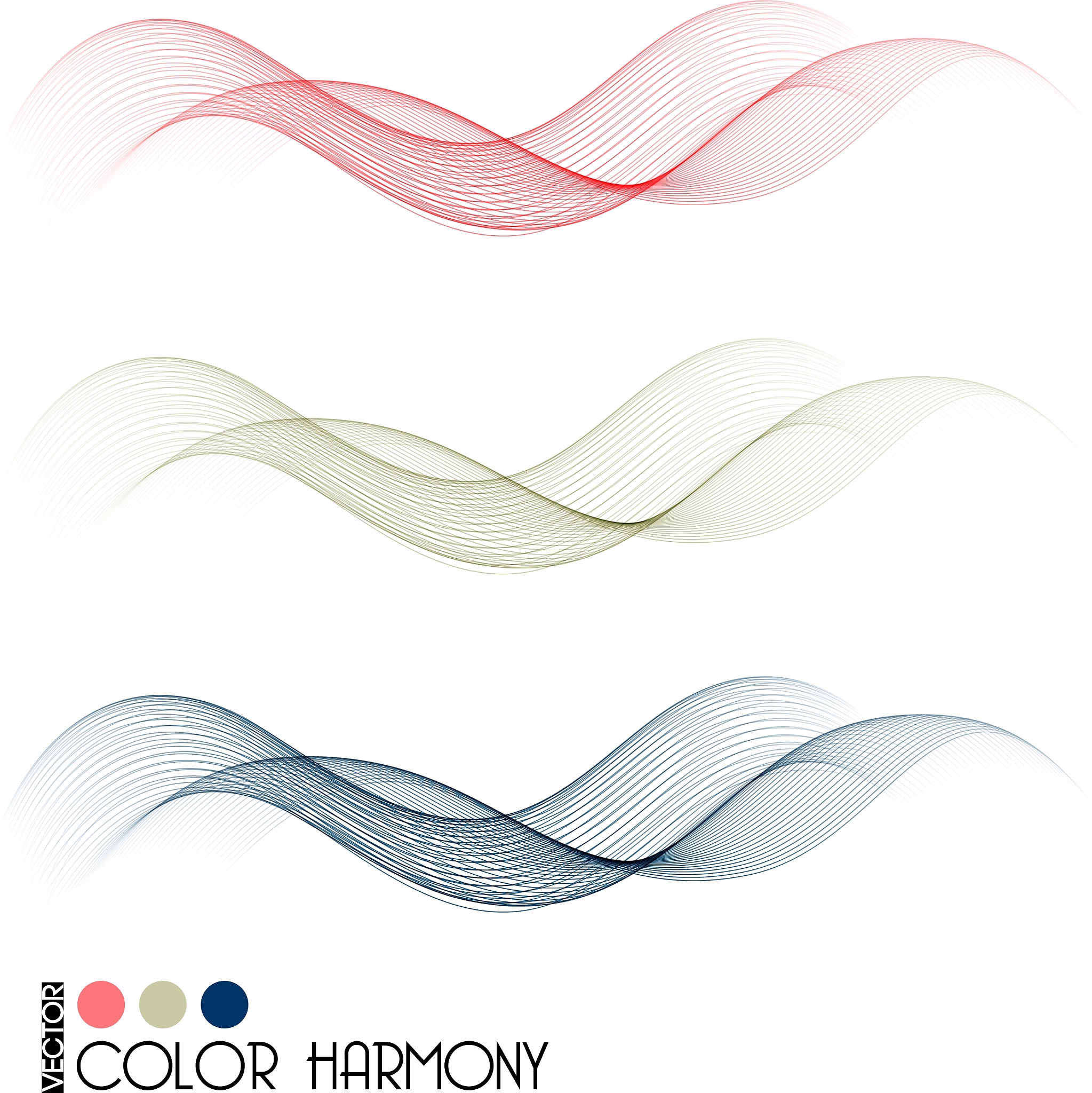 set of color curve lines