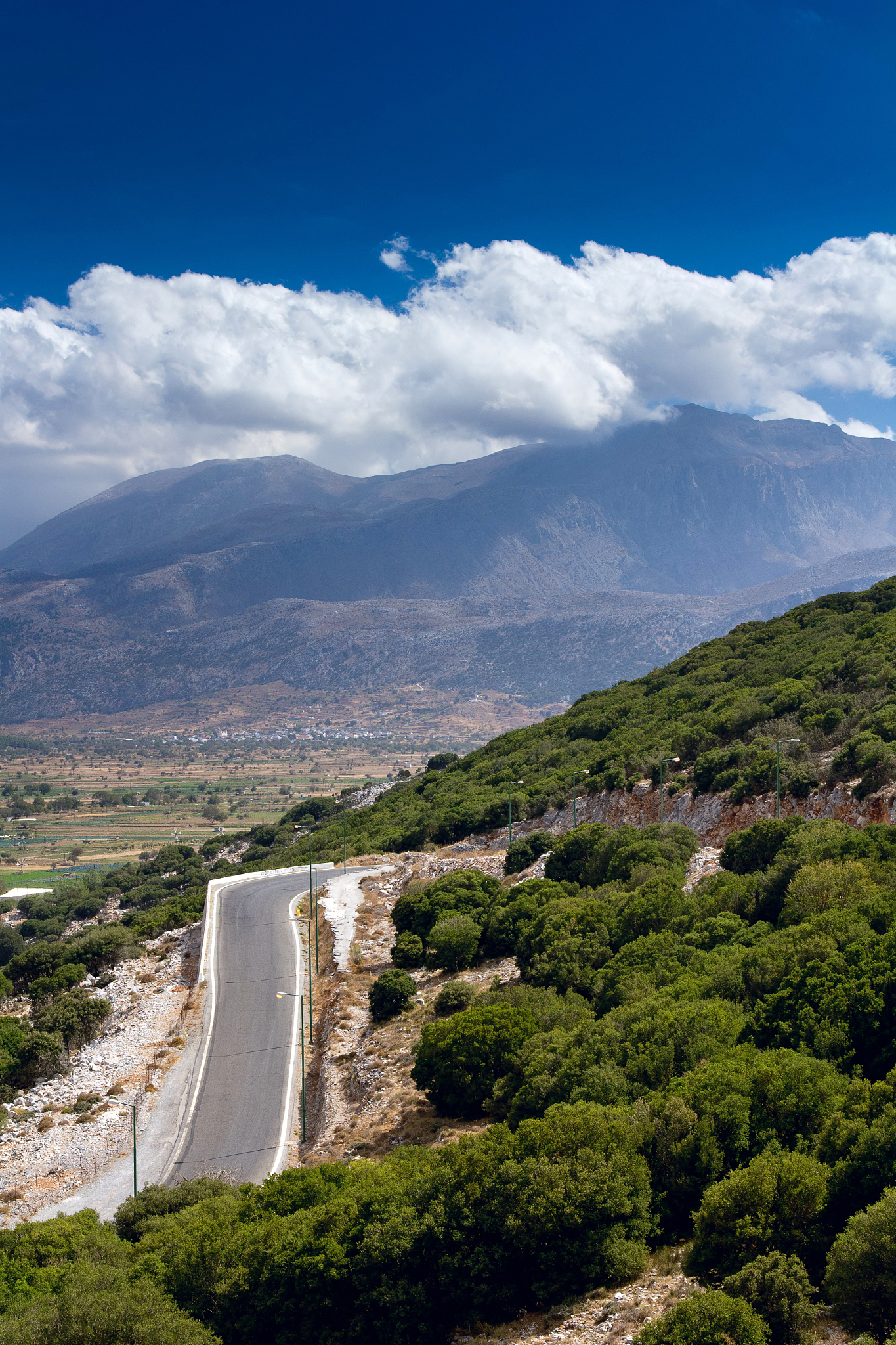 the road through the pass to the lassithi plateau. crete