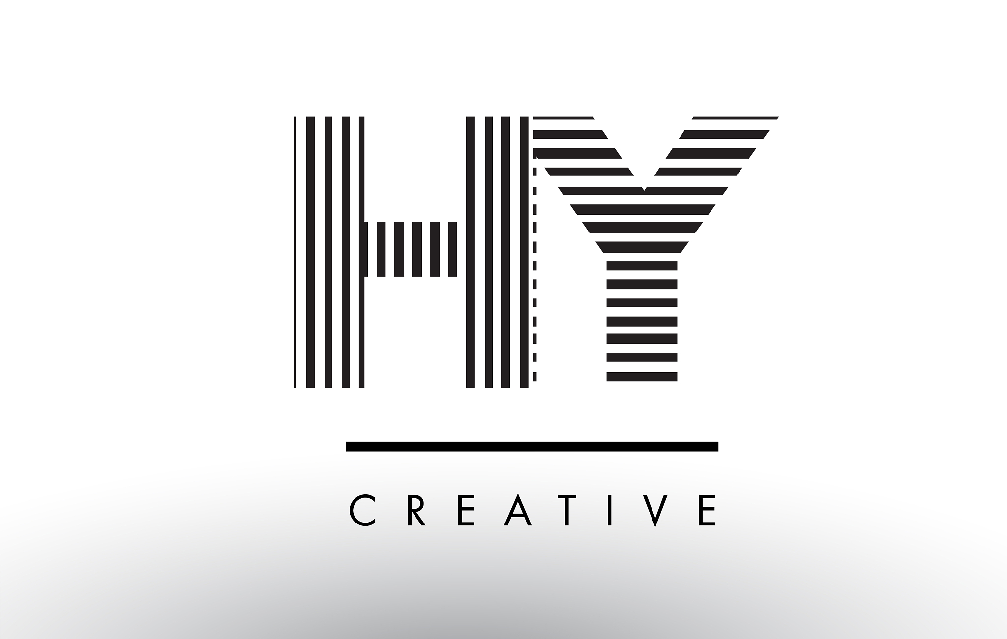 hy h y black and white lines letter logo design