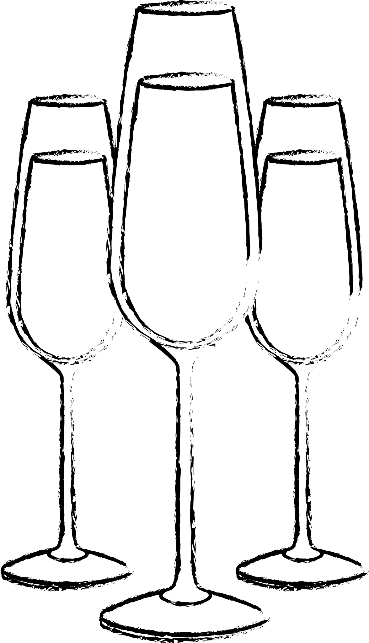 three glasses with champagne alcohol liquid