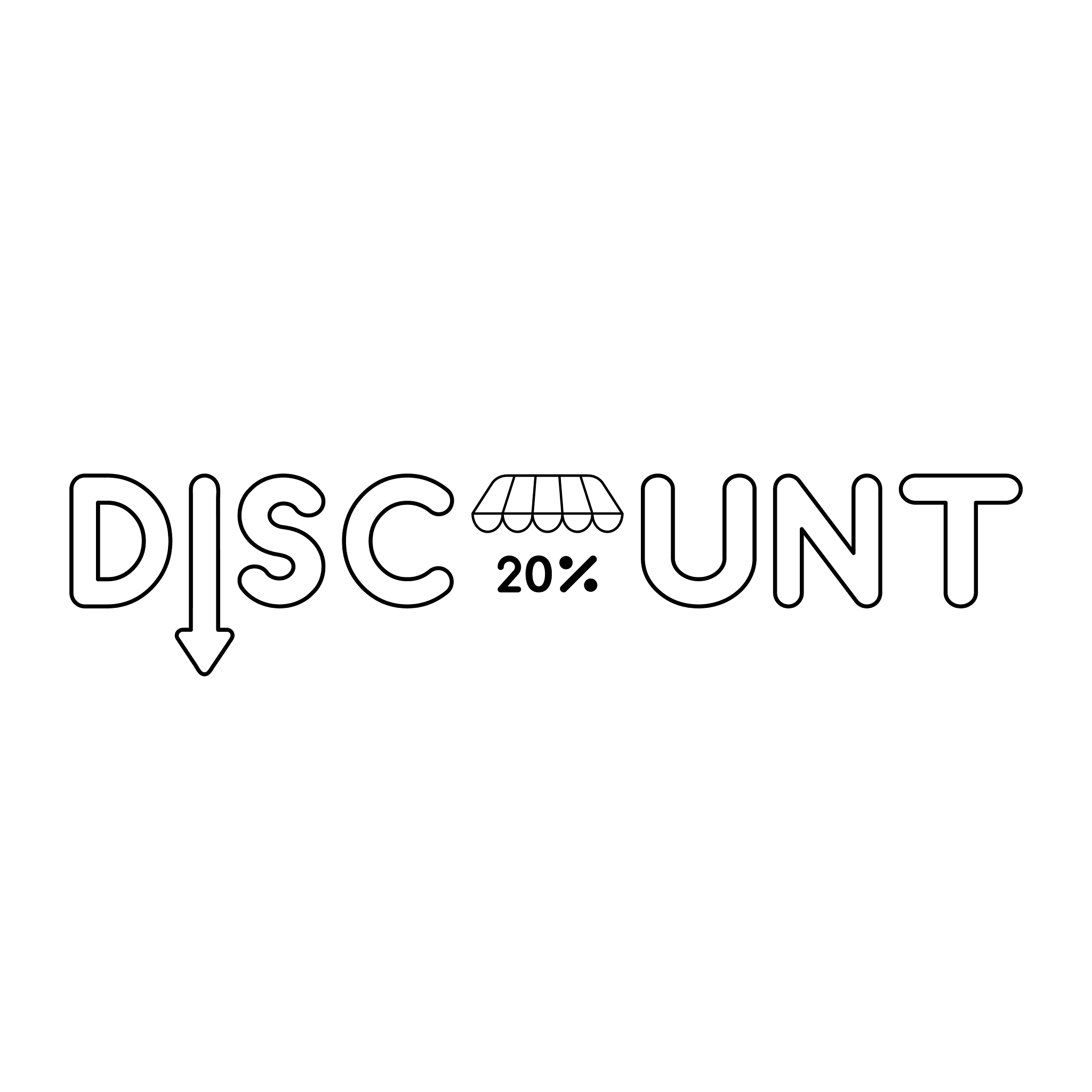 icon concept discount word with arrow down and