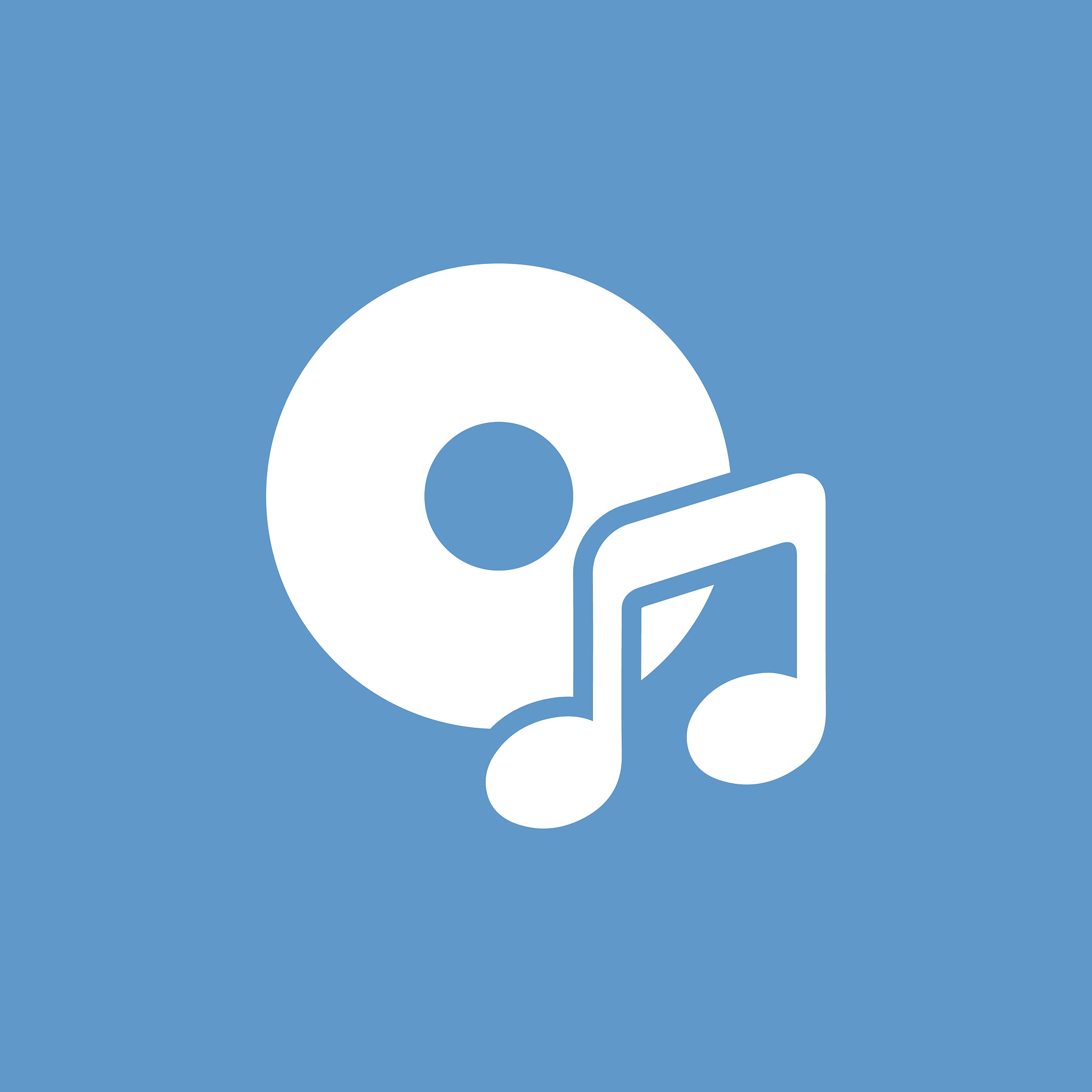 music outline icon, isolated, white on the blue background
