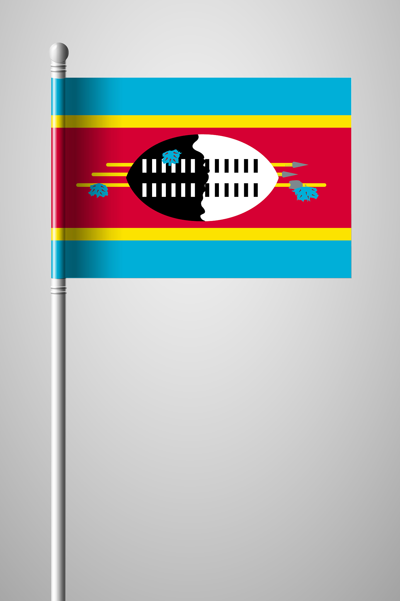 flag of eswatini. national flag on flagpole. isolated illustrati