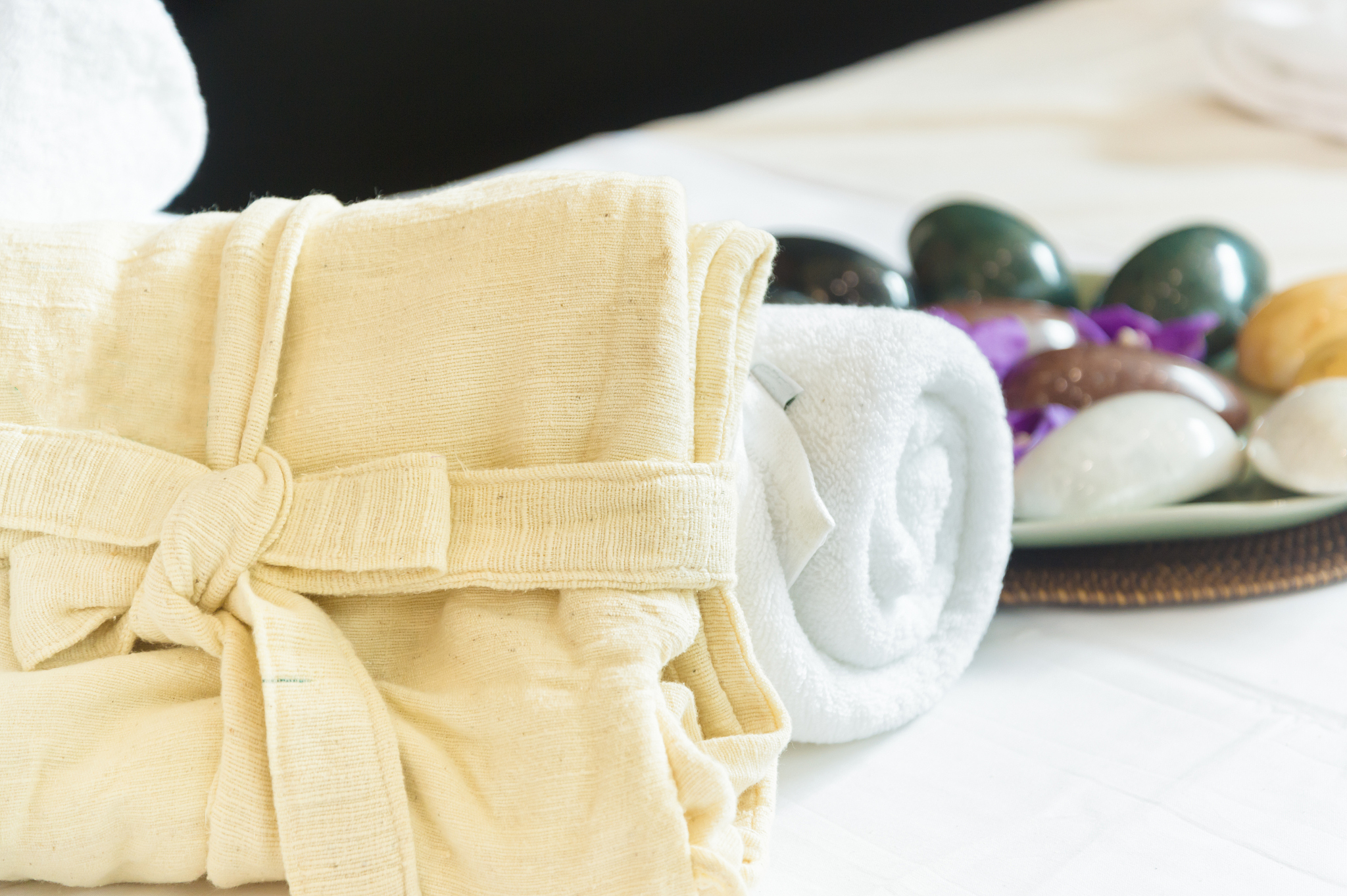 towel and rock set of natural spa