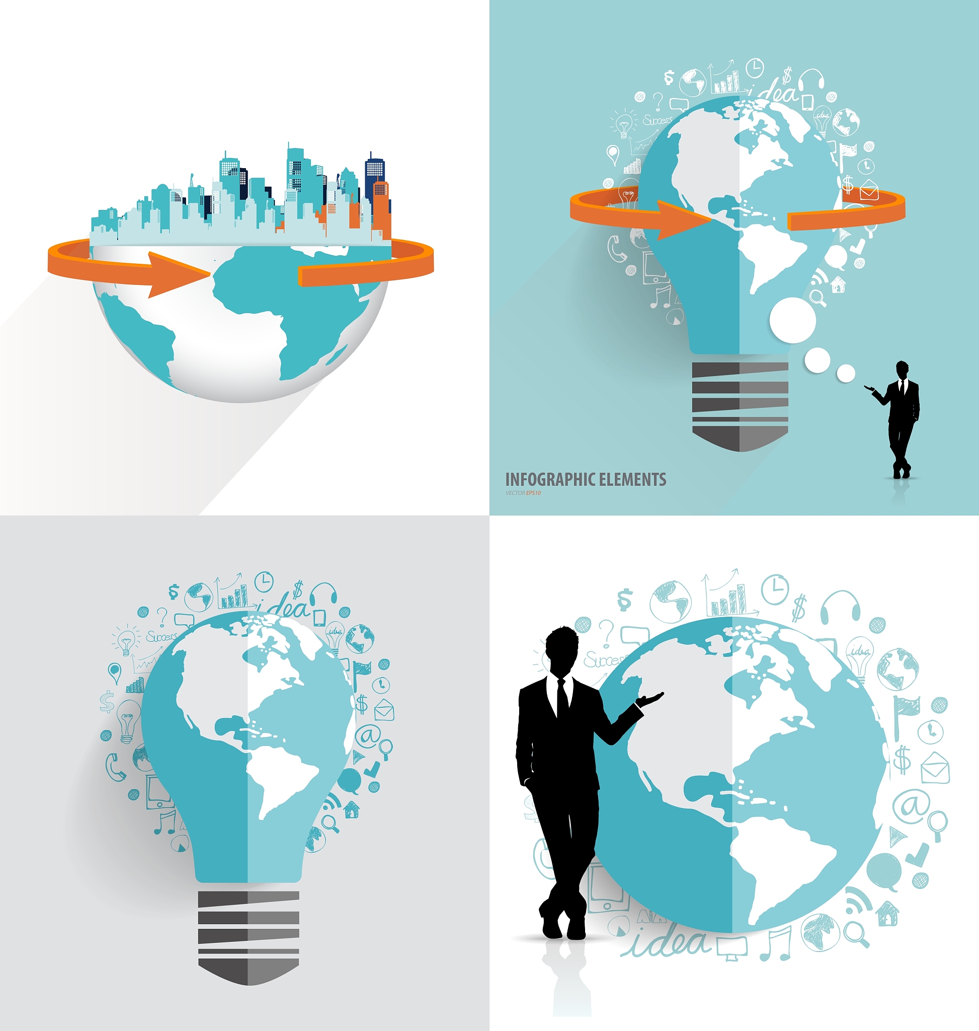 modern globe and city with application icon modern