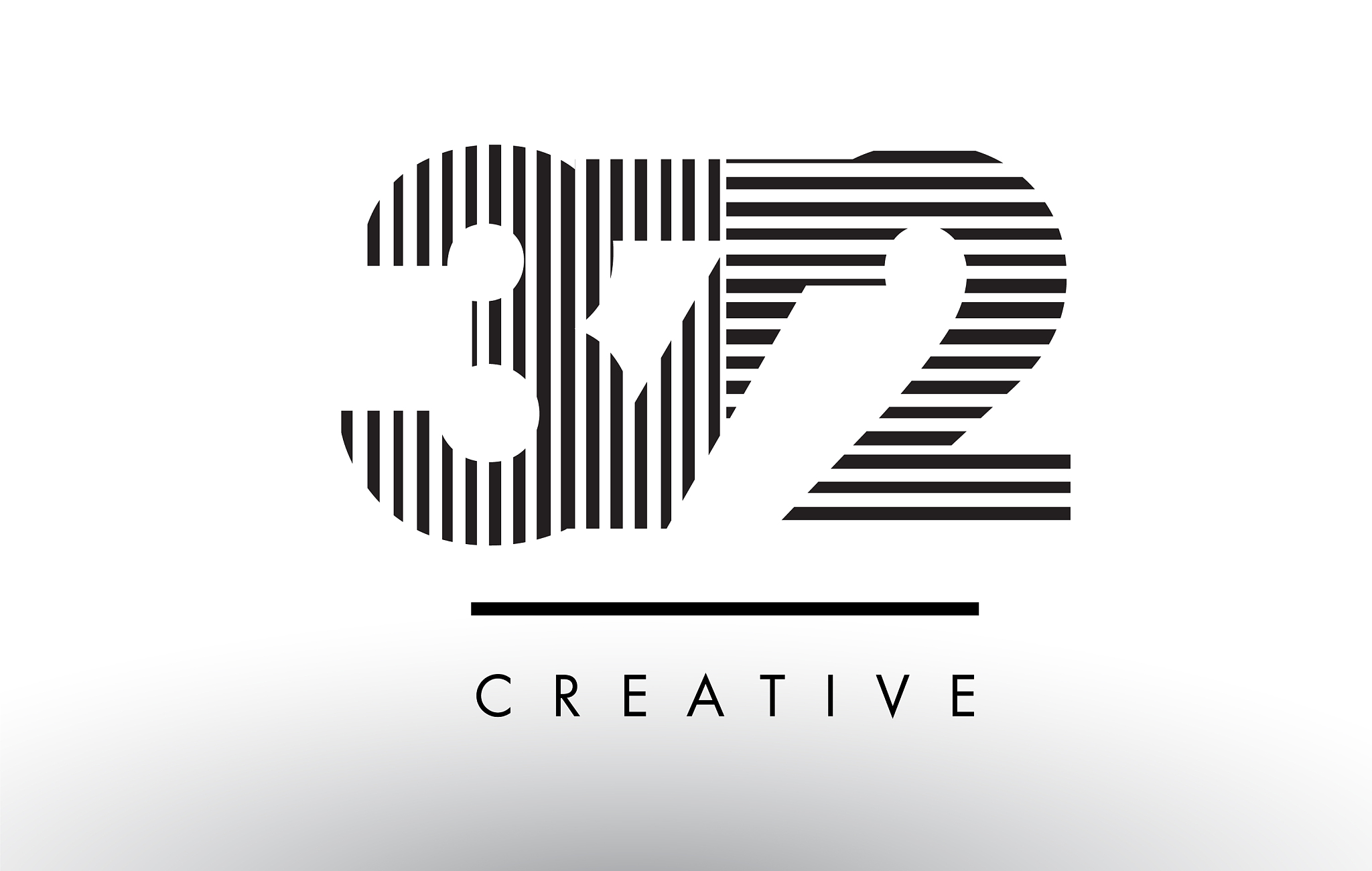 372 black and white lines number logo design