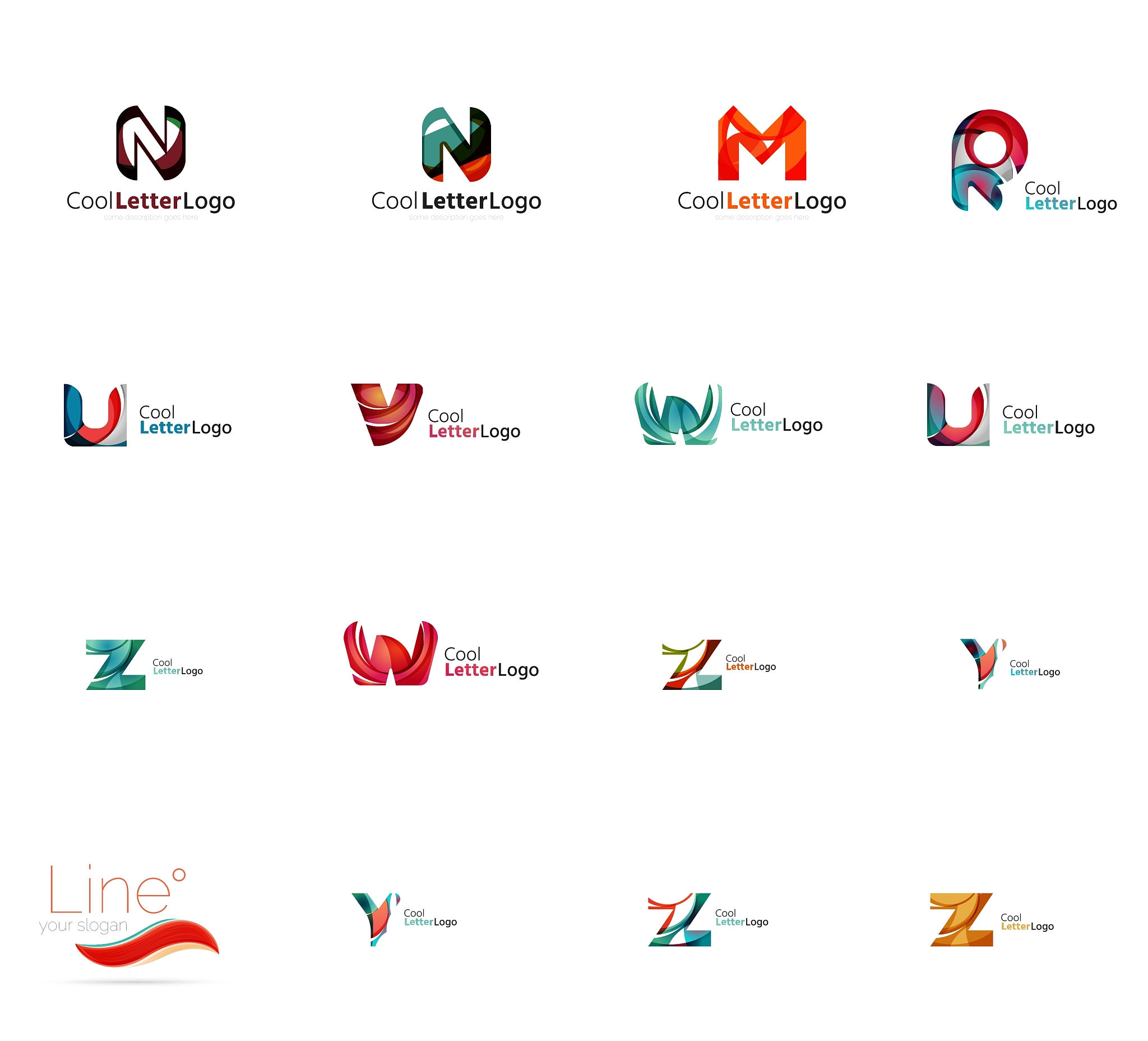 set of universal company logo ideas business icon