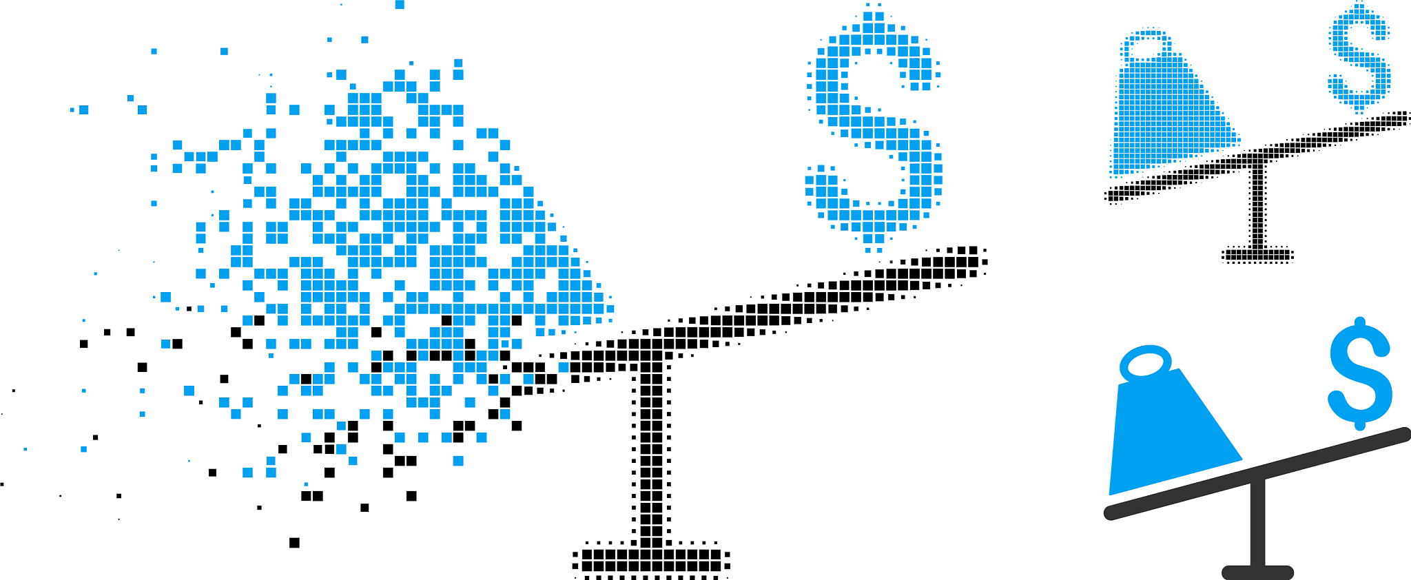 moving pixelated halftone market price swing icon
