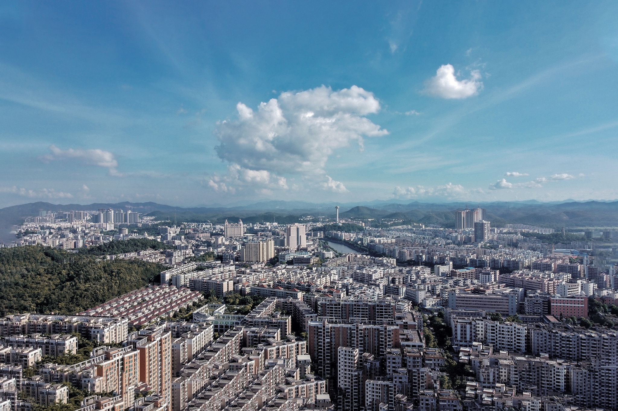 广东省江门市台山市航拍城市建筑风光