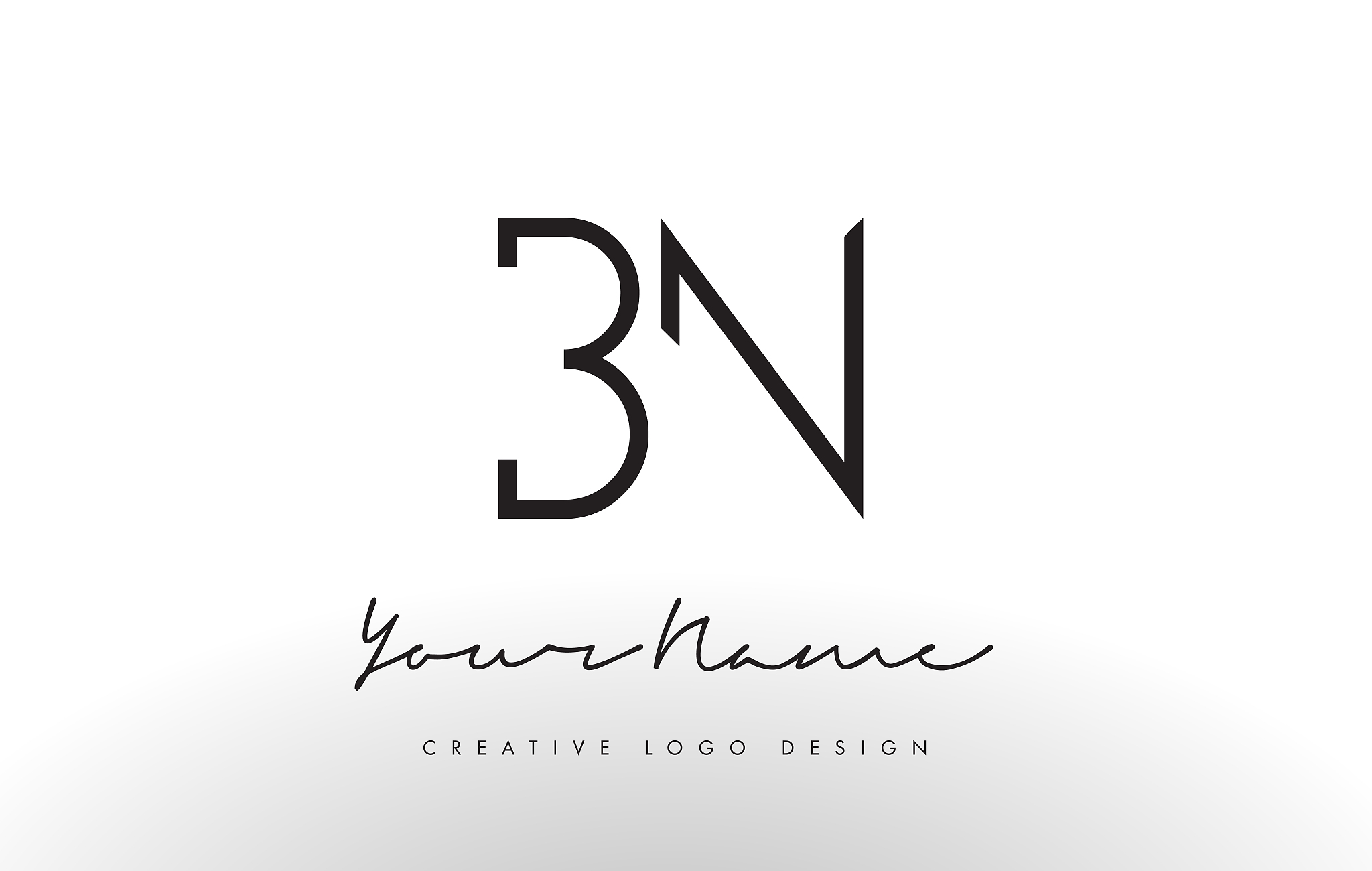 bn letters logo design slim creative simple black
