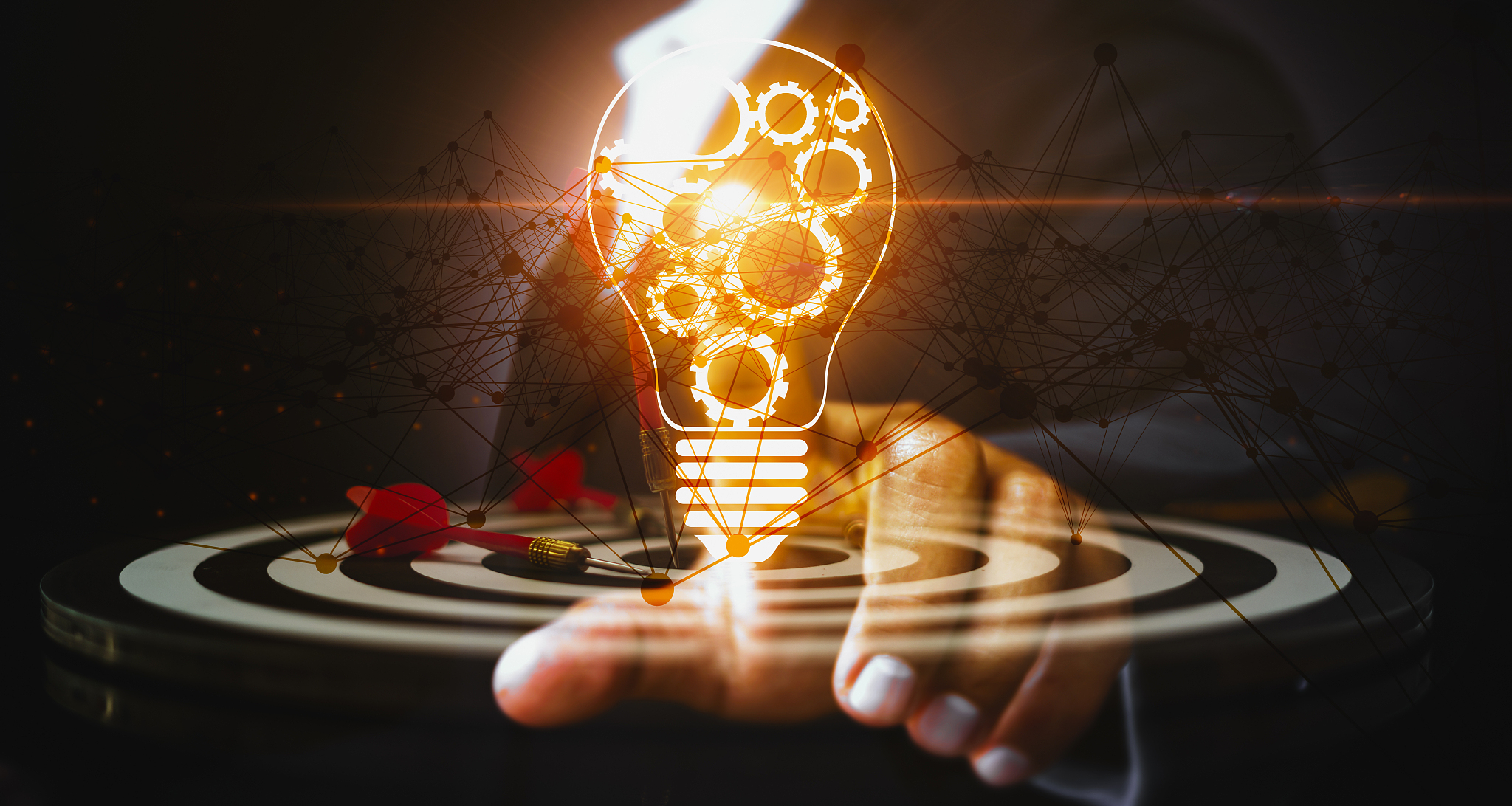 double exposure businessman with innovative ideas with the best 