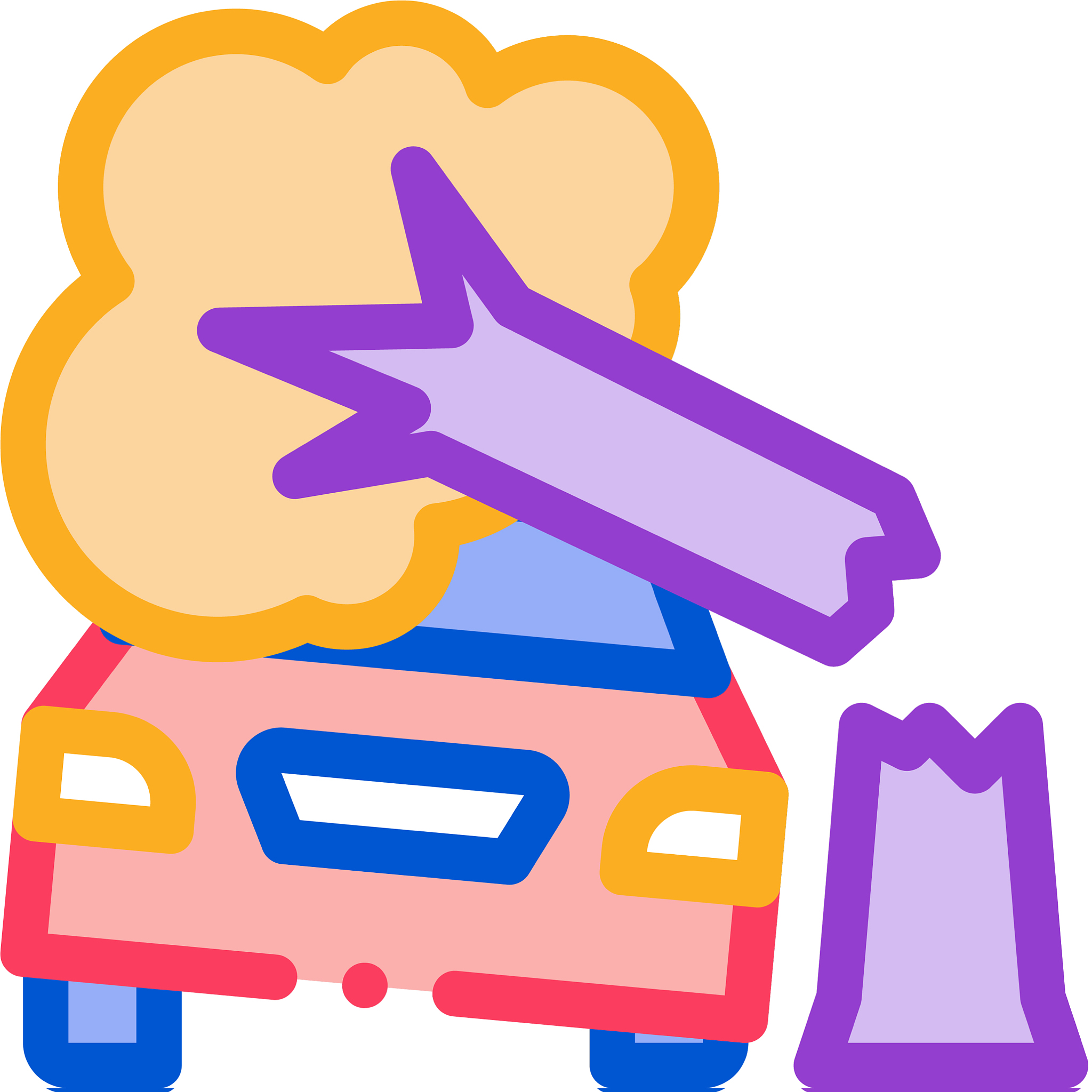 car crashed into tree icon outline
