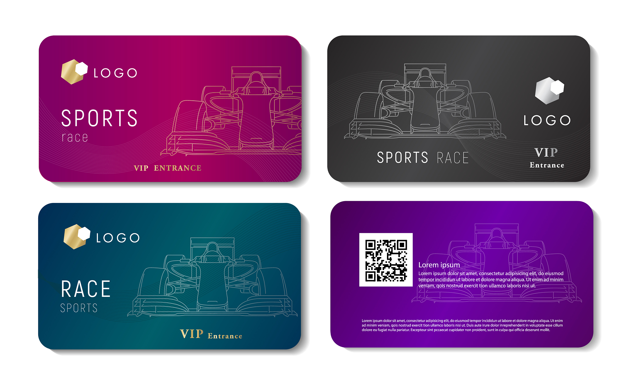 vip bussines card with race sport car linear