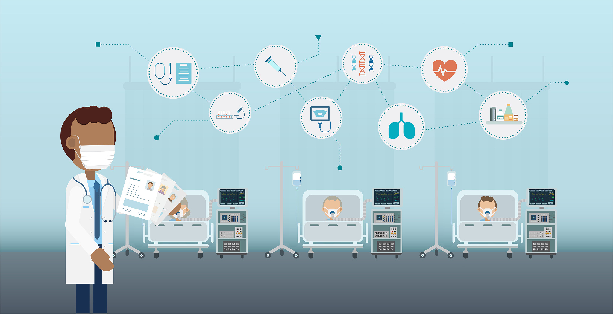medical service concept with medical icons