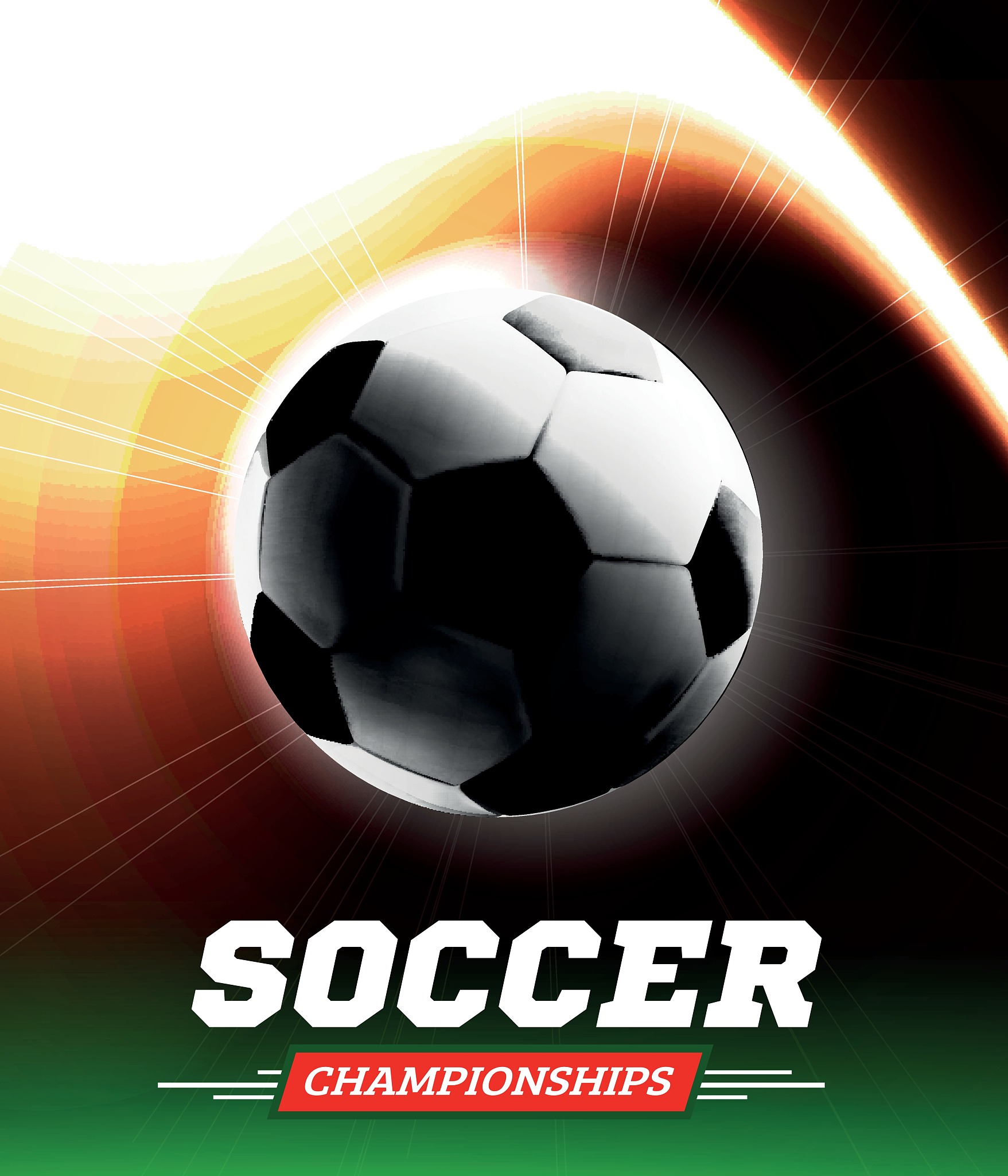 soccer or football ball in the backlight with a flight path in t
