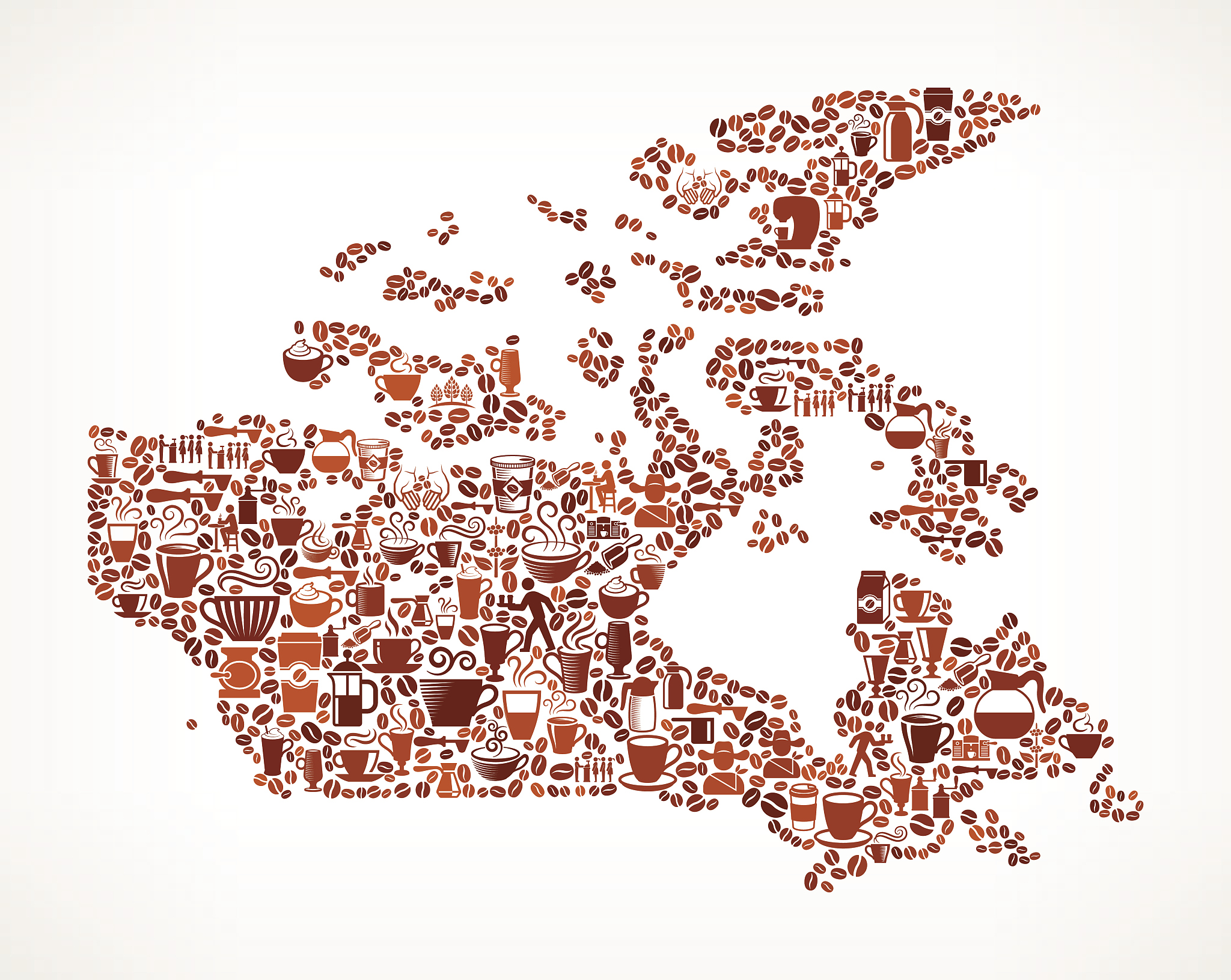 canada map royalty free vector coffee background graphic