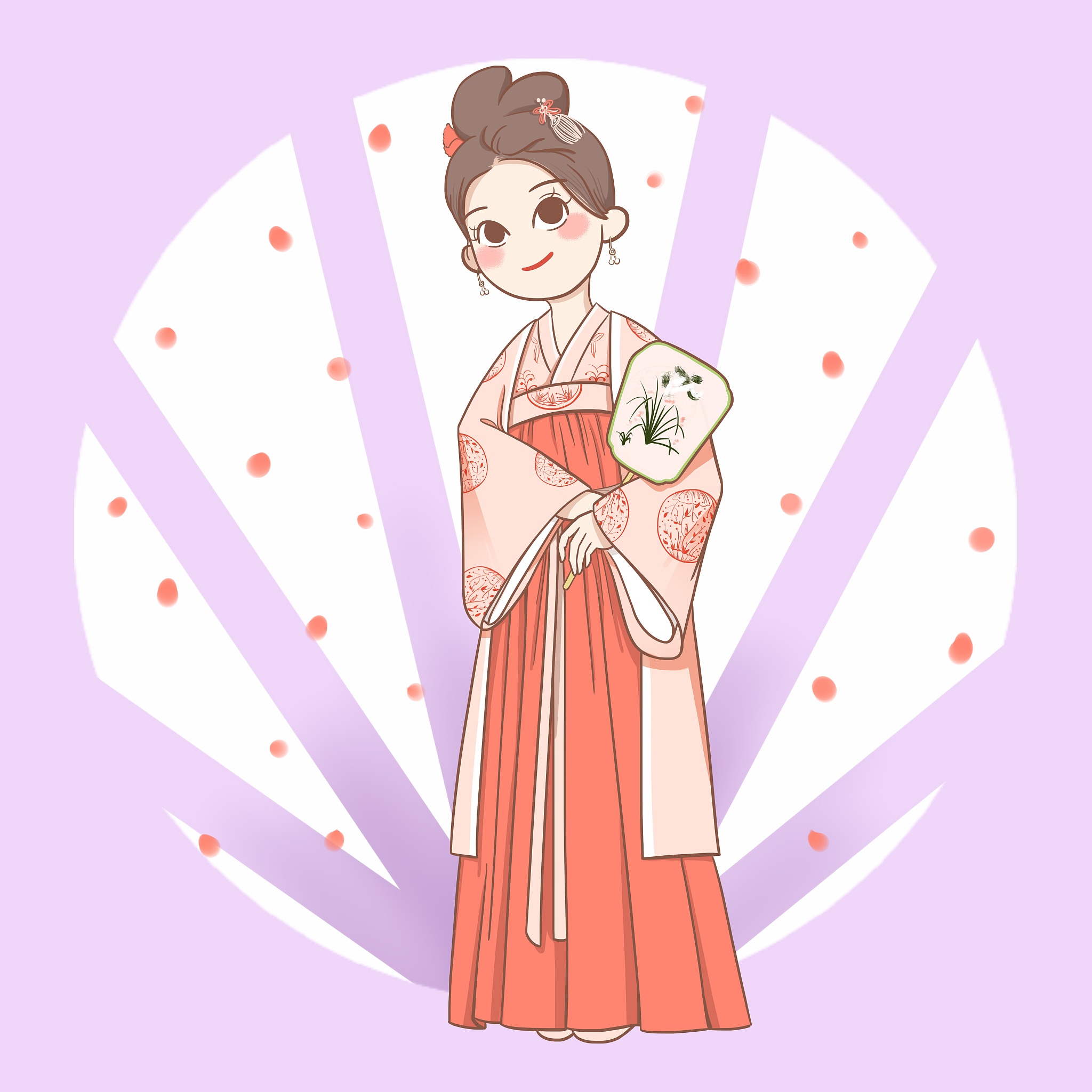 宋朝可爱女孩插画
