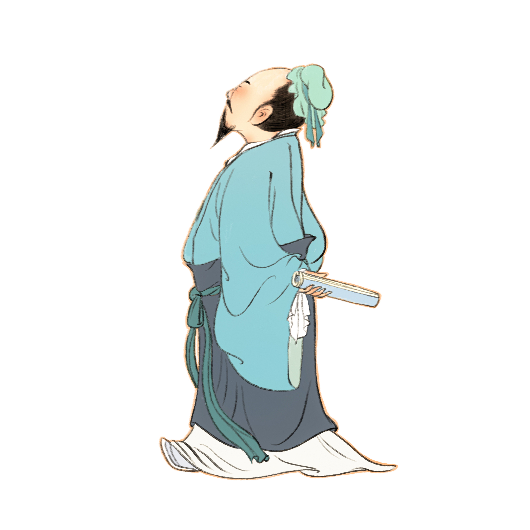 站立的文人背影儿童插画