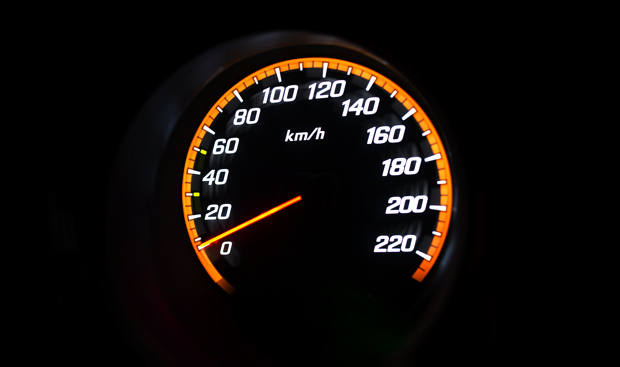 car speedometer, close up.