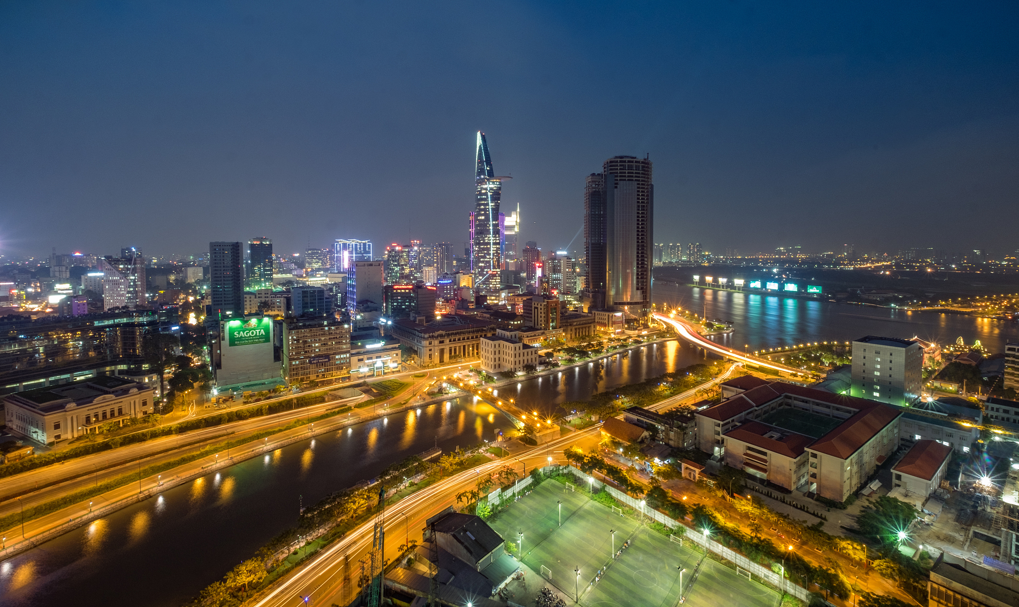 saigon, vietnam - july 01, 2016 - sai gon by night at ho chi min