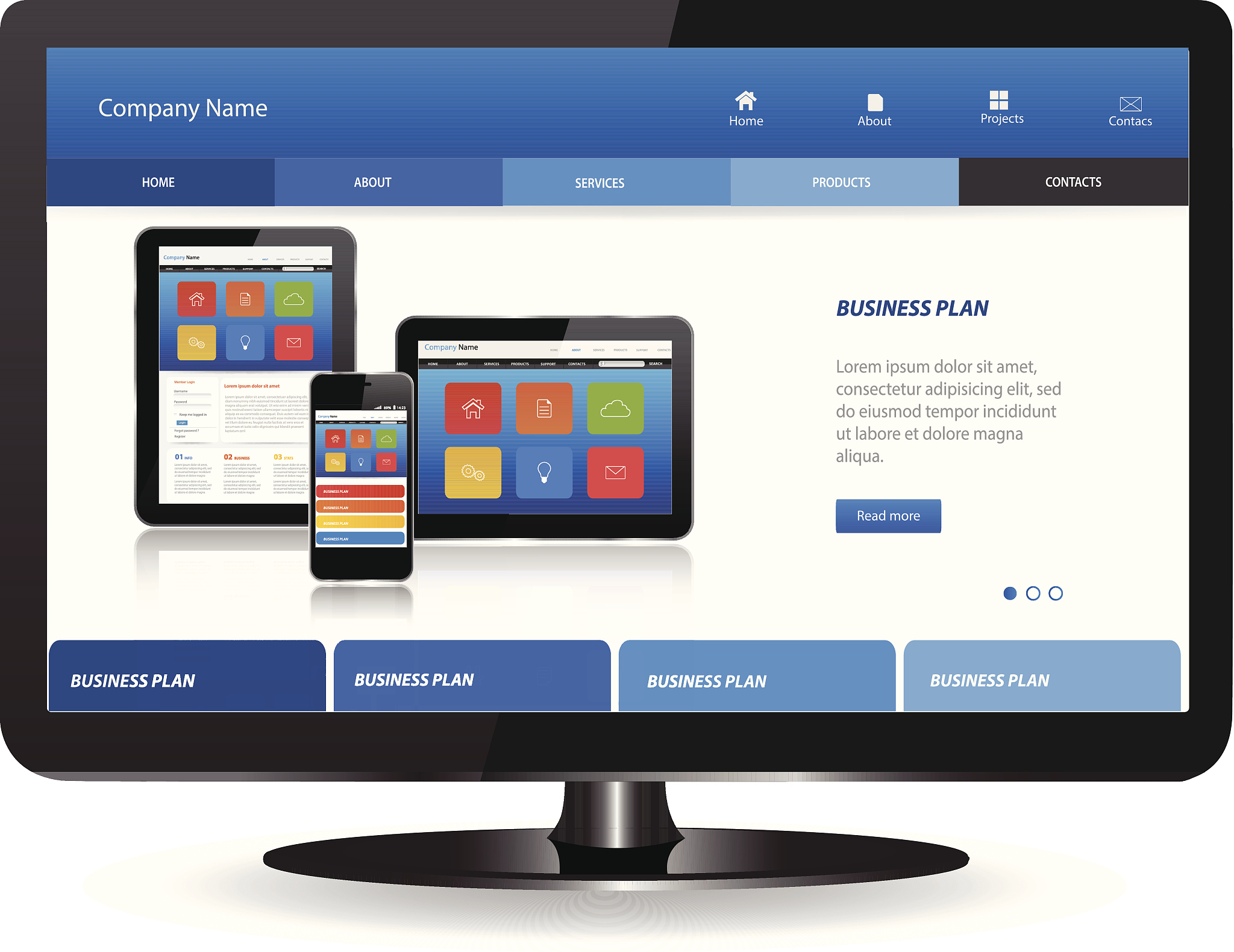 responsive website template on modern computer