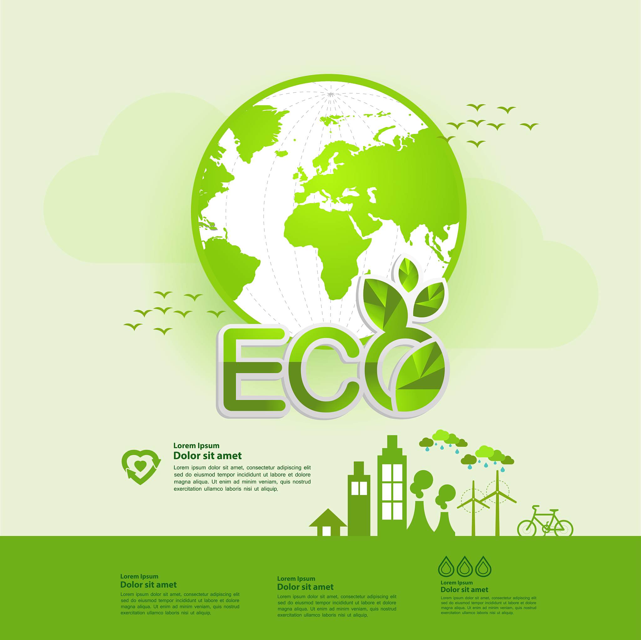 save the world together green ecology vector illustration.