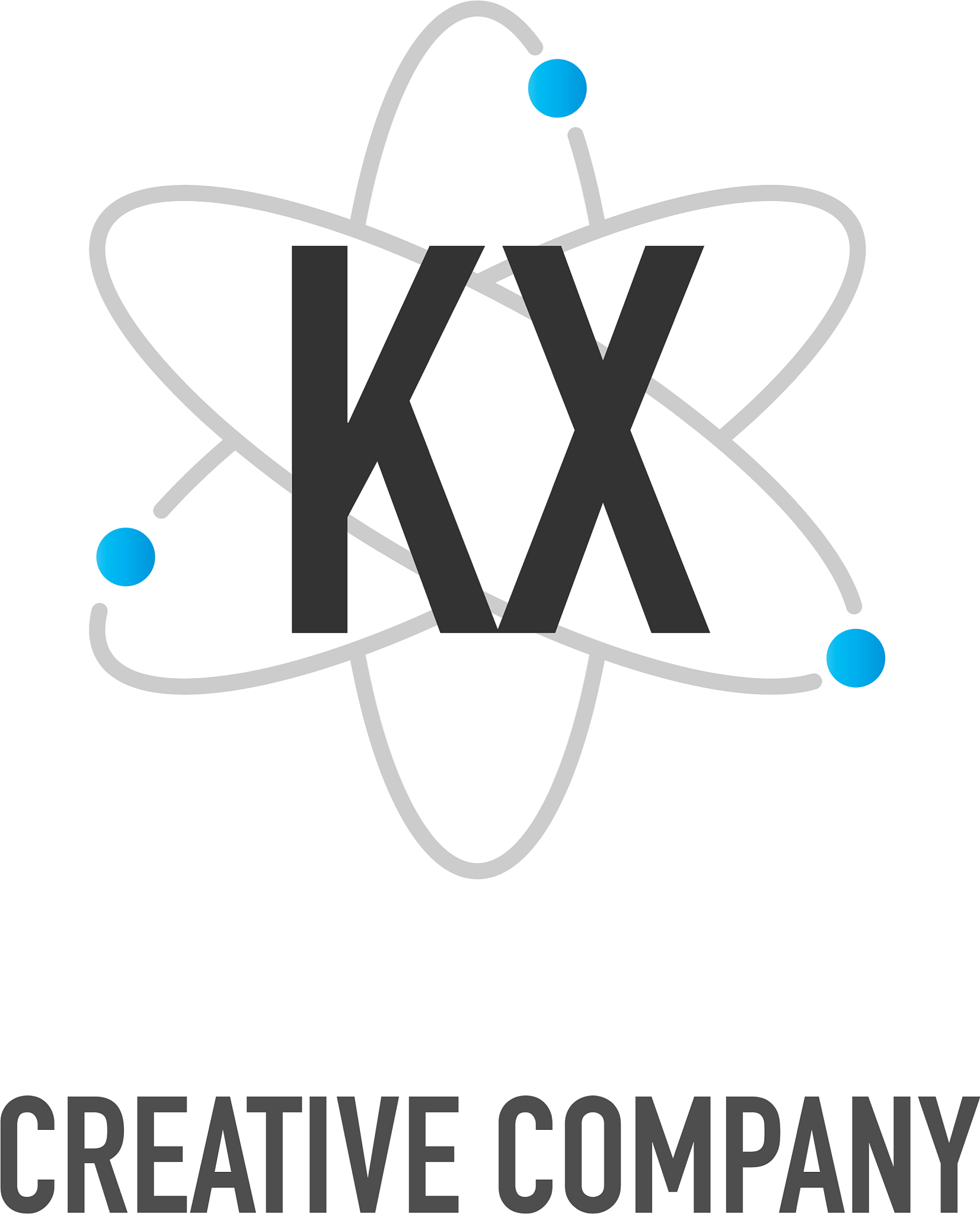 initial letter kx atom neutron design logo