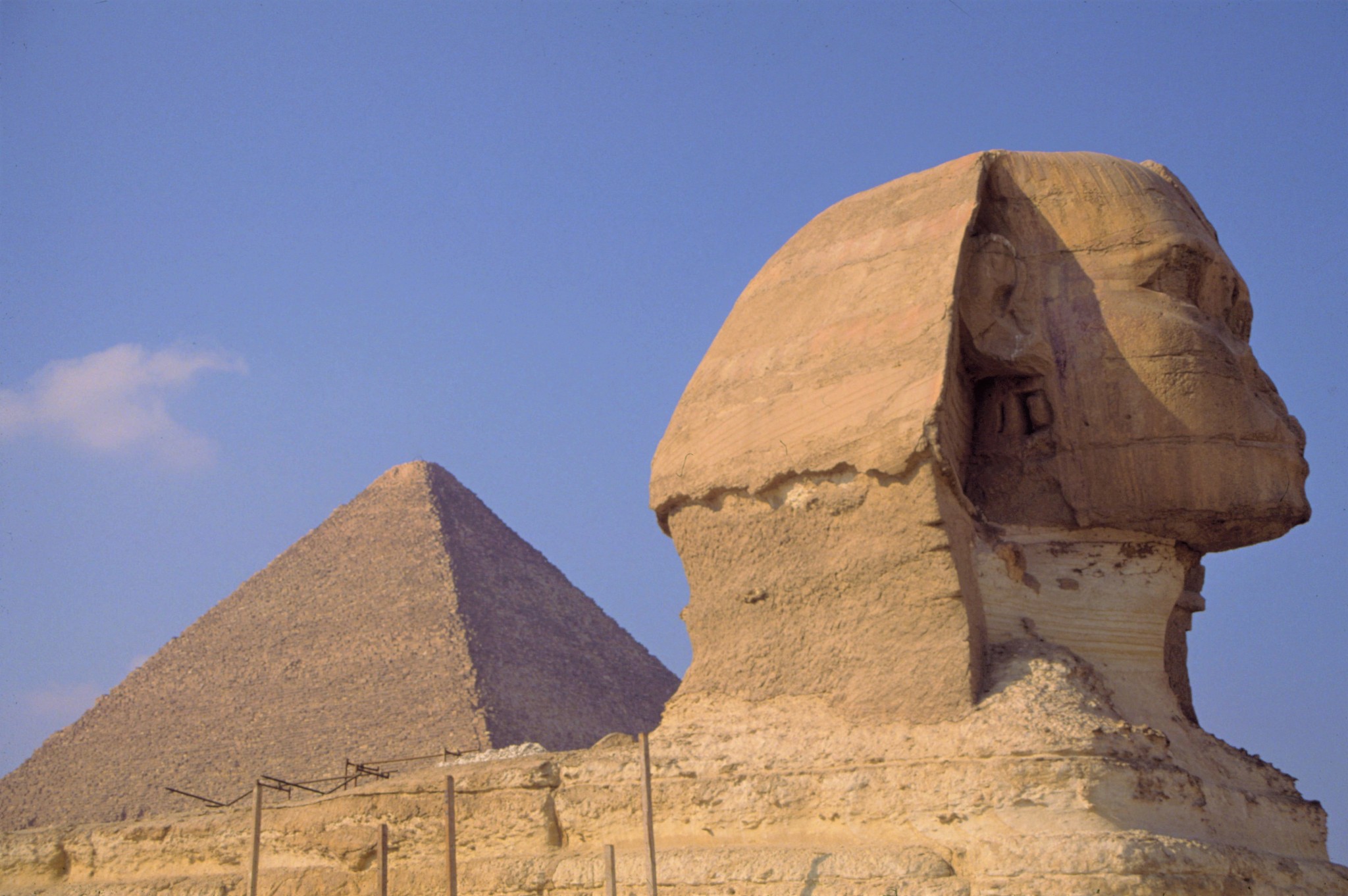 pyramids at giza with sphinx