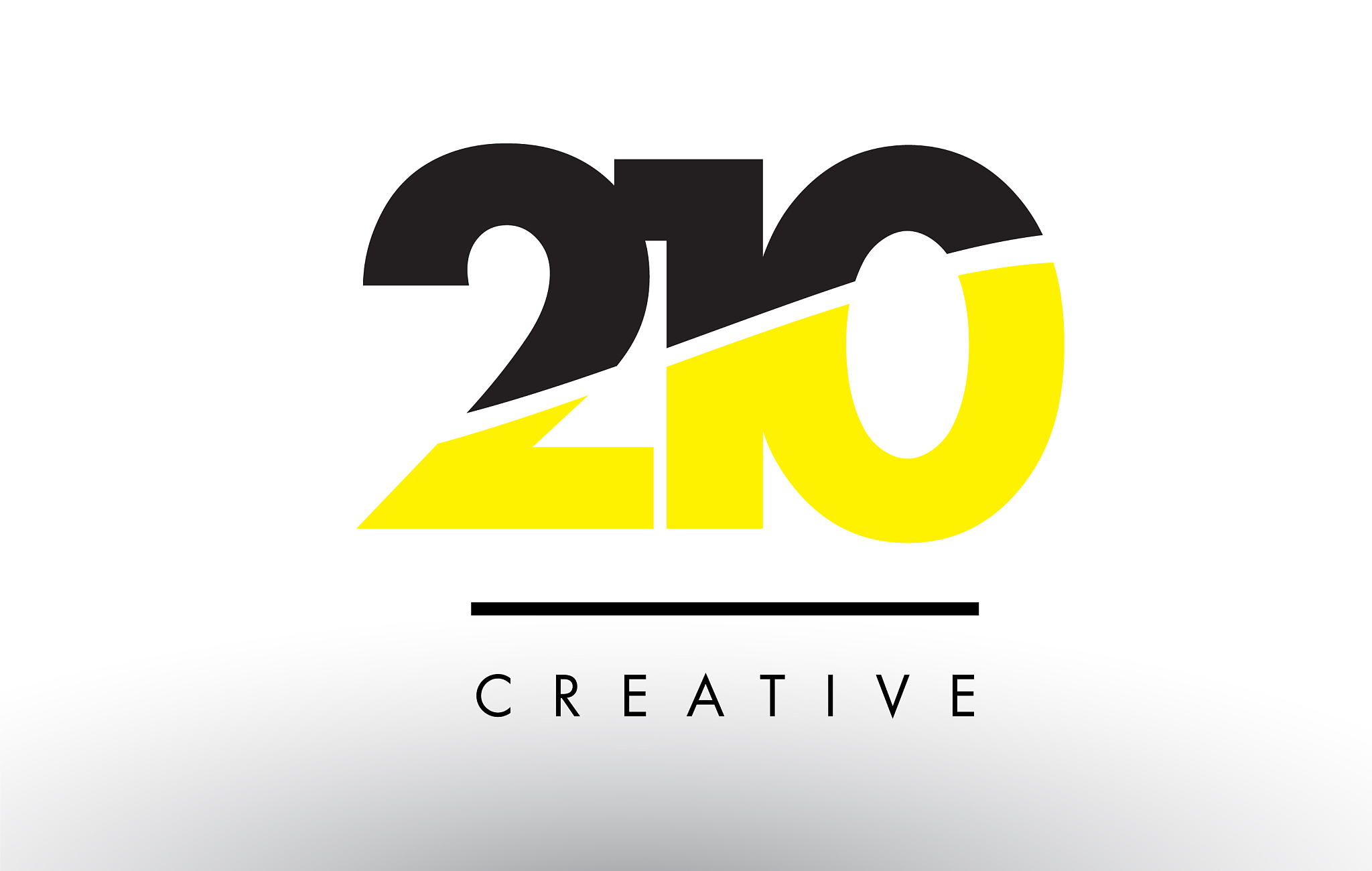 210 black and yellow number logo design